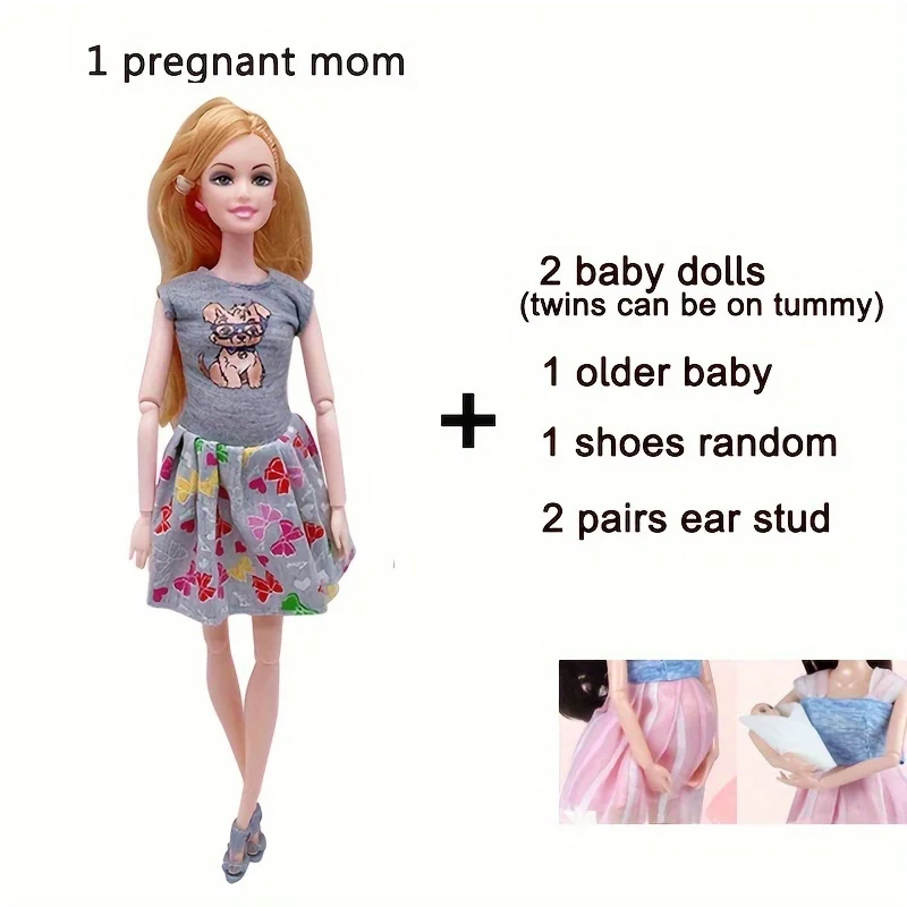 Pregnant Doll With Baby In Tummy Mom Doll Toy Playset With Baby Dolls For Kids Gift 3