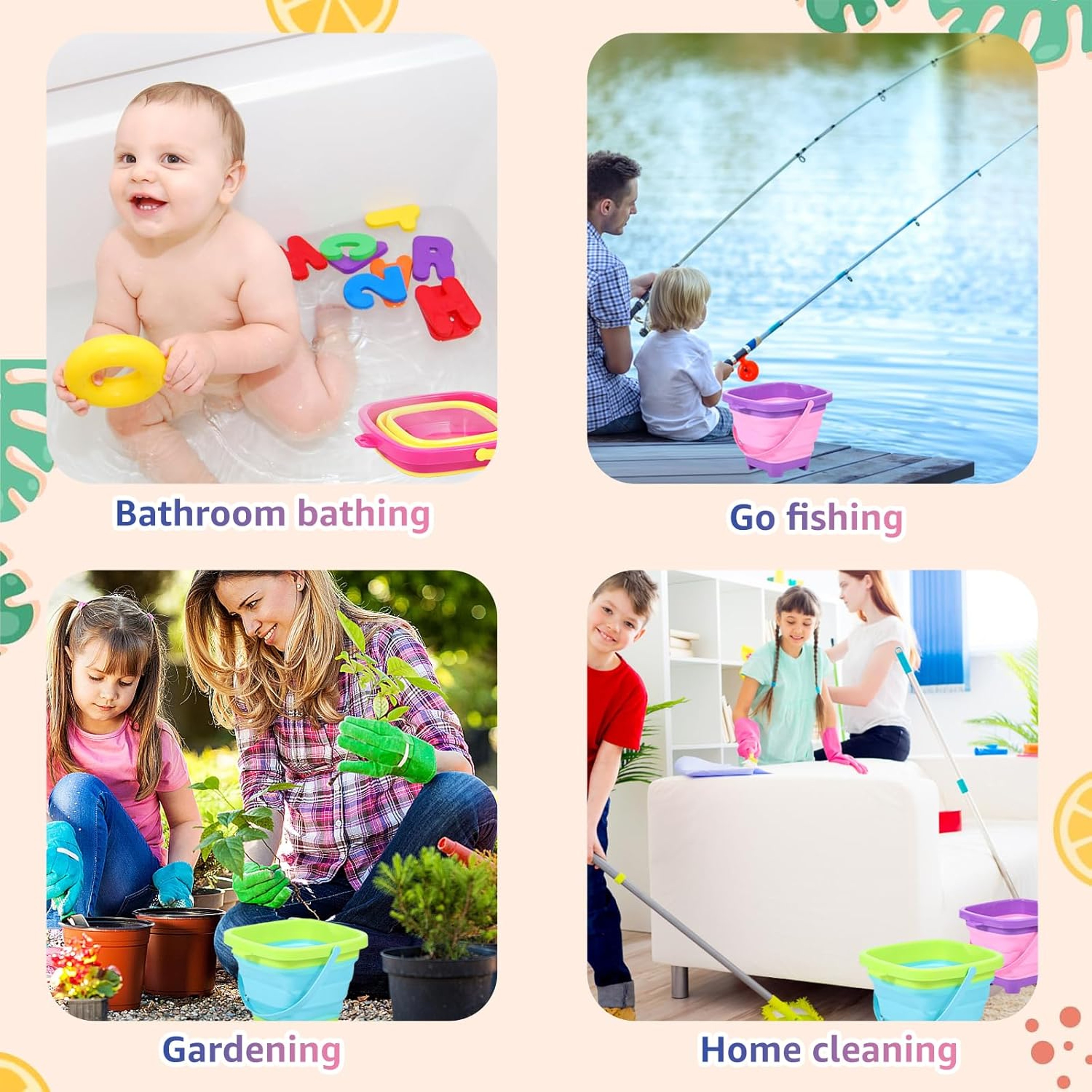 Foldable Silicone Beach Bucket For Kids  Portable Collapsible Sand Toys For Summer Fun 4