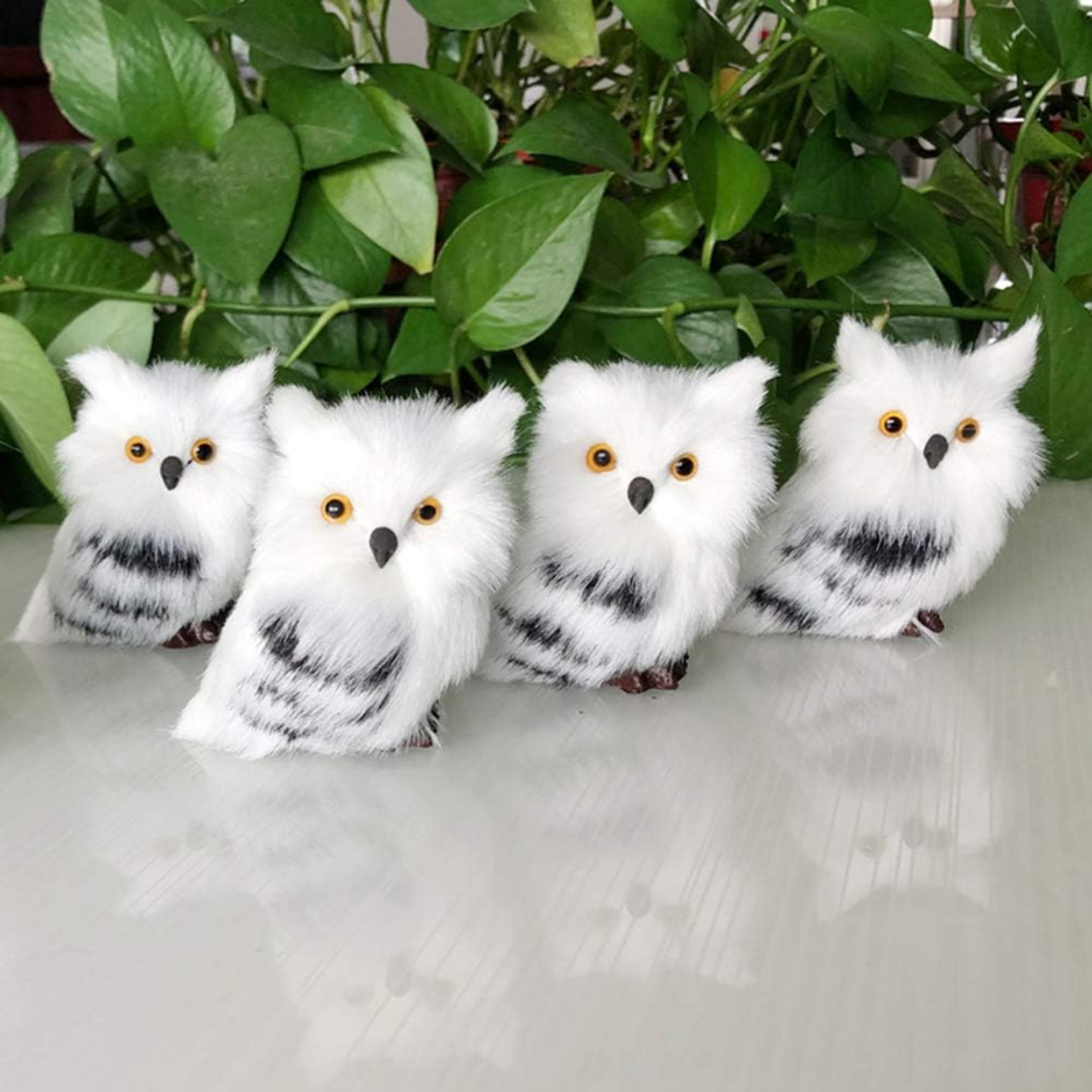 White Black Furry Plush Christmas Owl Ornament – Cute Baby Owl for Holiday Decor – view 6