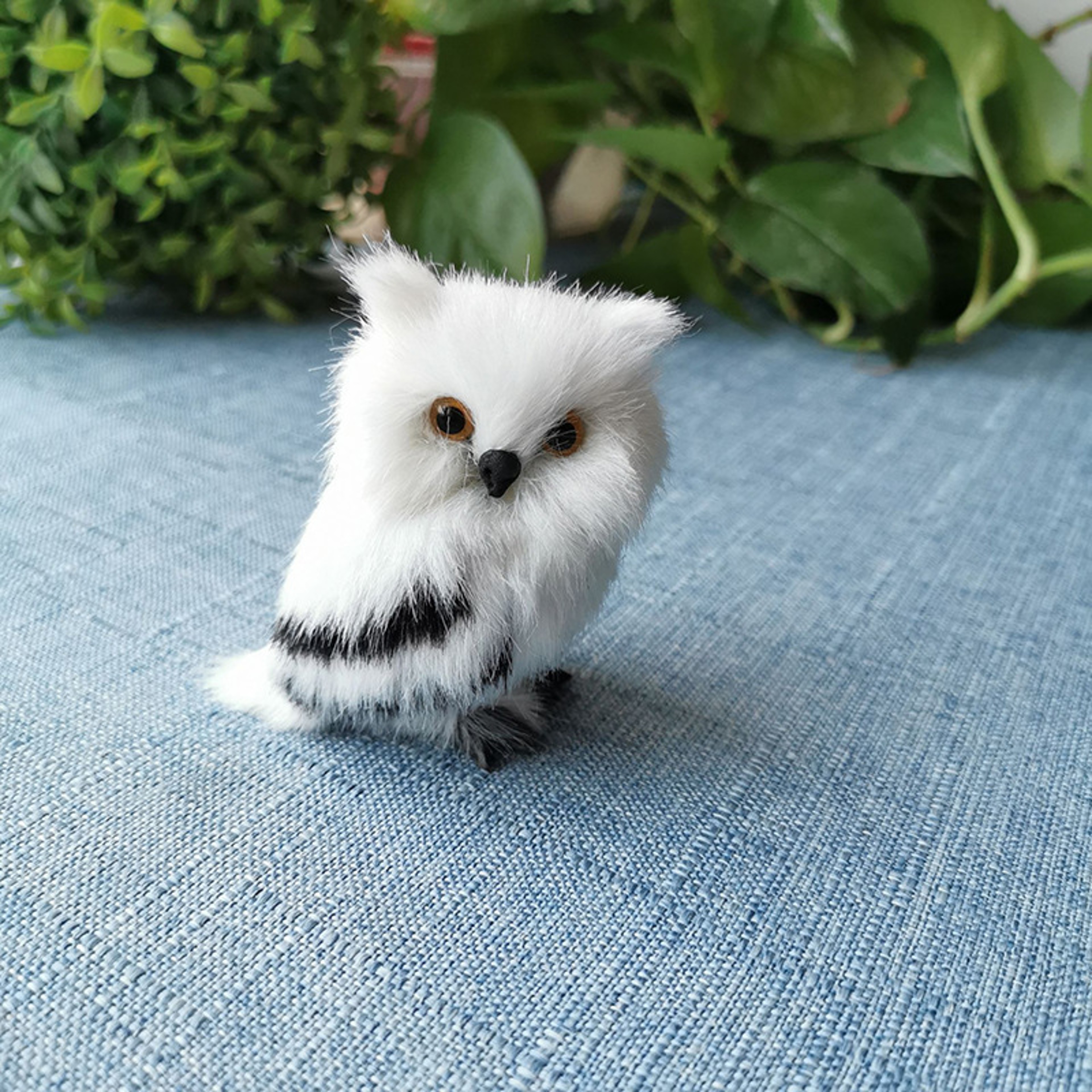White Black Furry Plush Christmas Owl Ornament – Cute Baby Owl for Holiday Decor – view 7