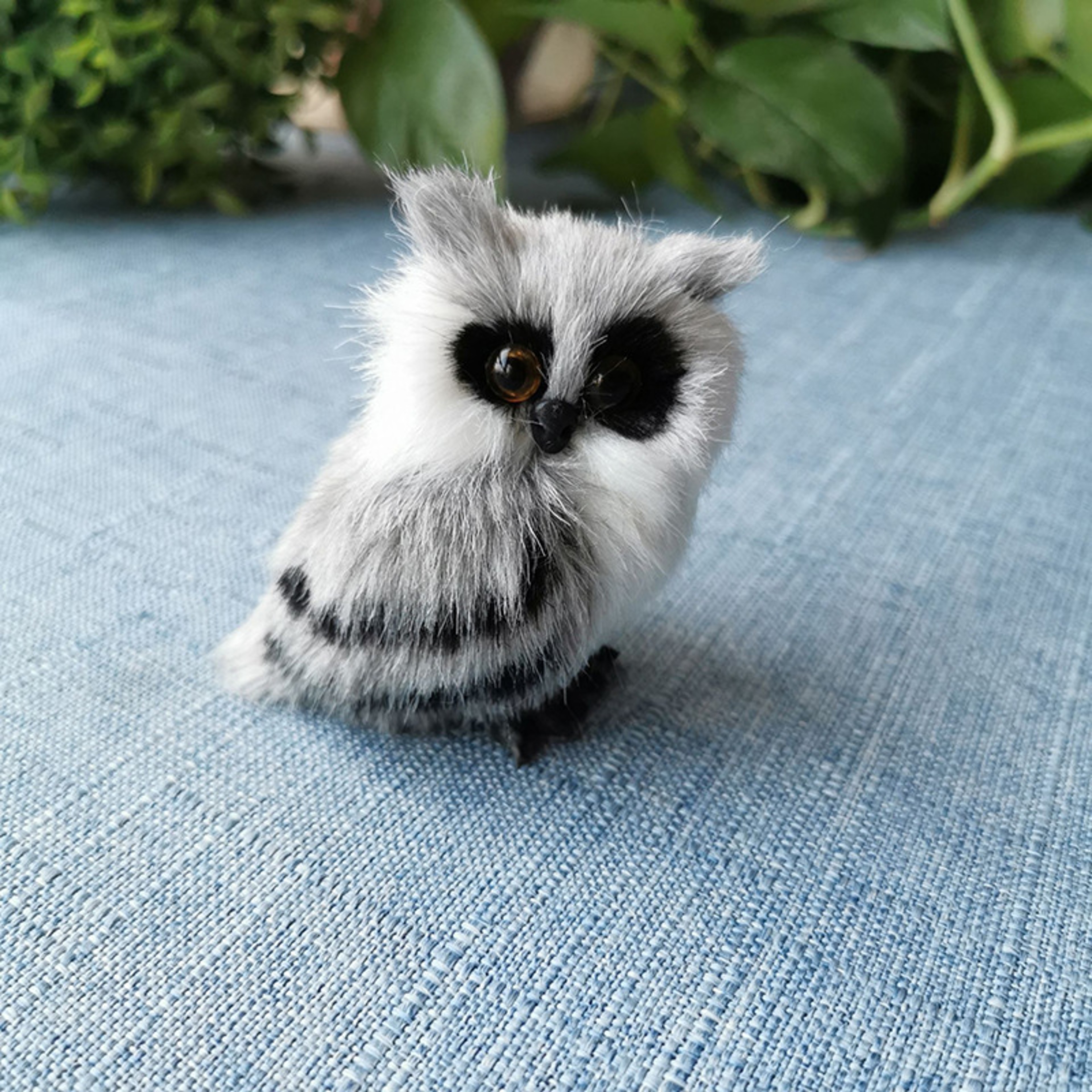 White Black Furry Plush Christmas Owl Ornament – Cute Baby Owl for Holiday Decor – view 10