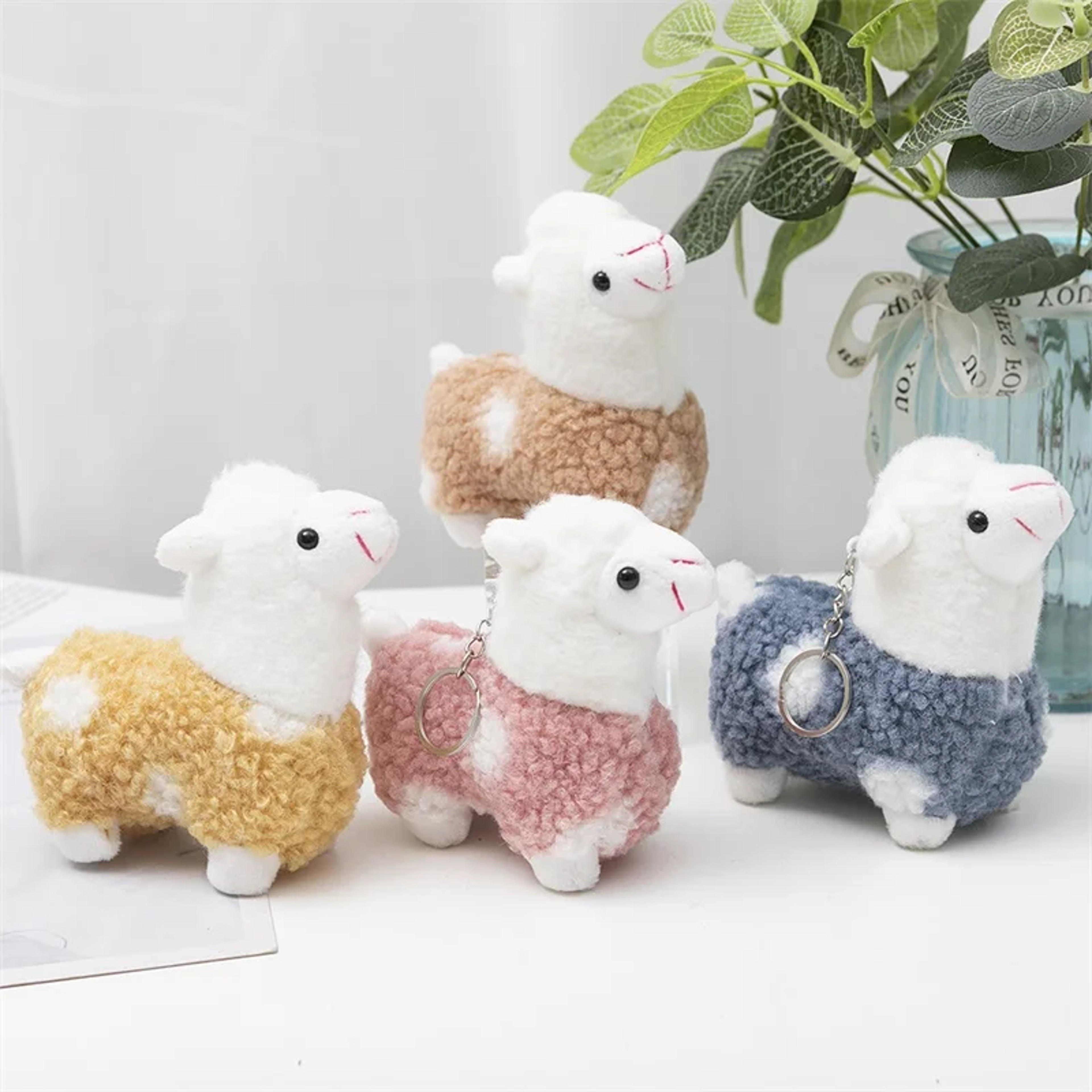 Cute Alpaca Plush Toy  Soft Huggable Stuffed Doll For Kids Birthday Gift  Keychain Pendant 2