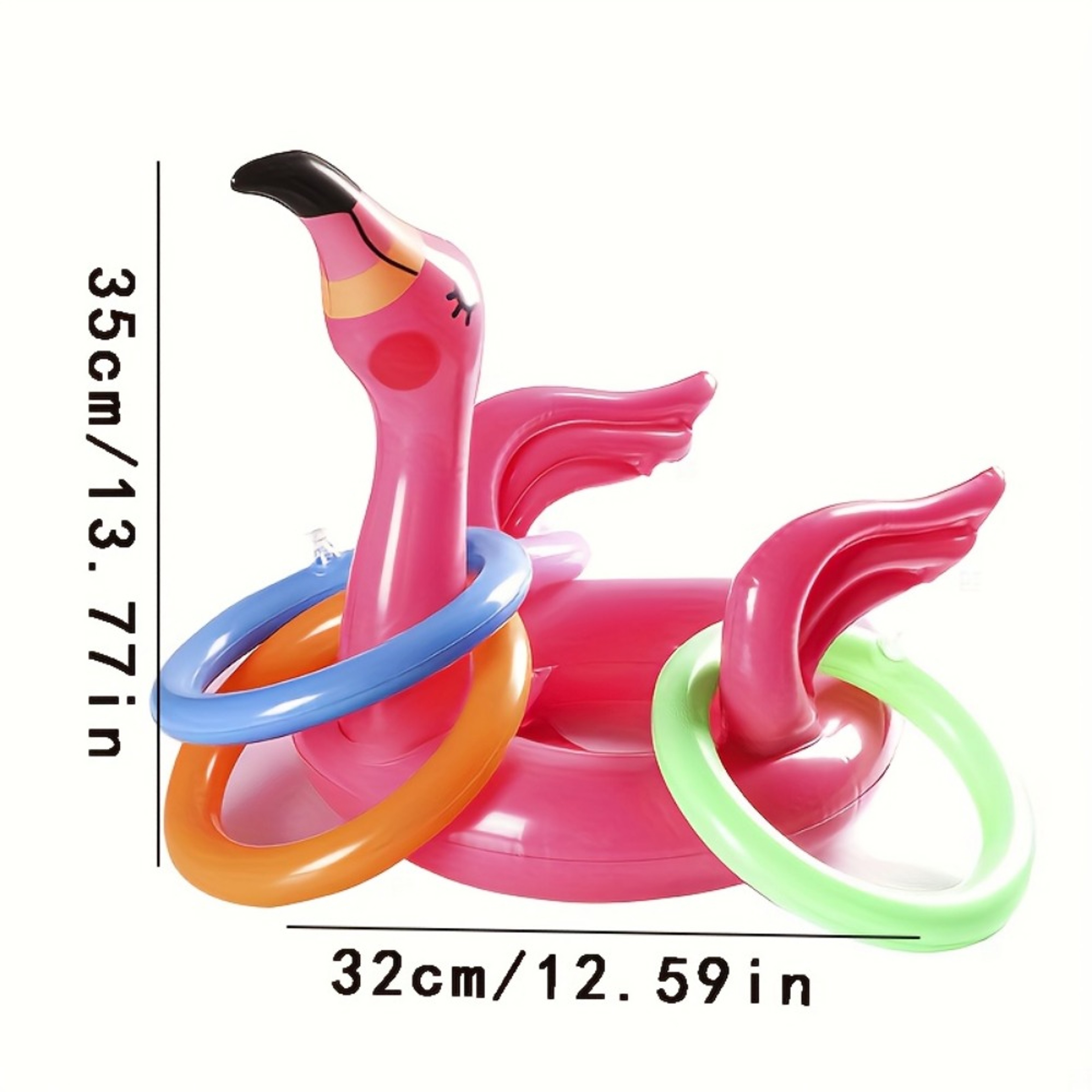 Pink Inflatable Flamingo Ring Toss Game – Fun Party Toy for Kids with Random Color Rings – view 2