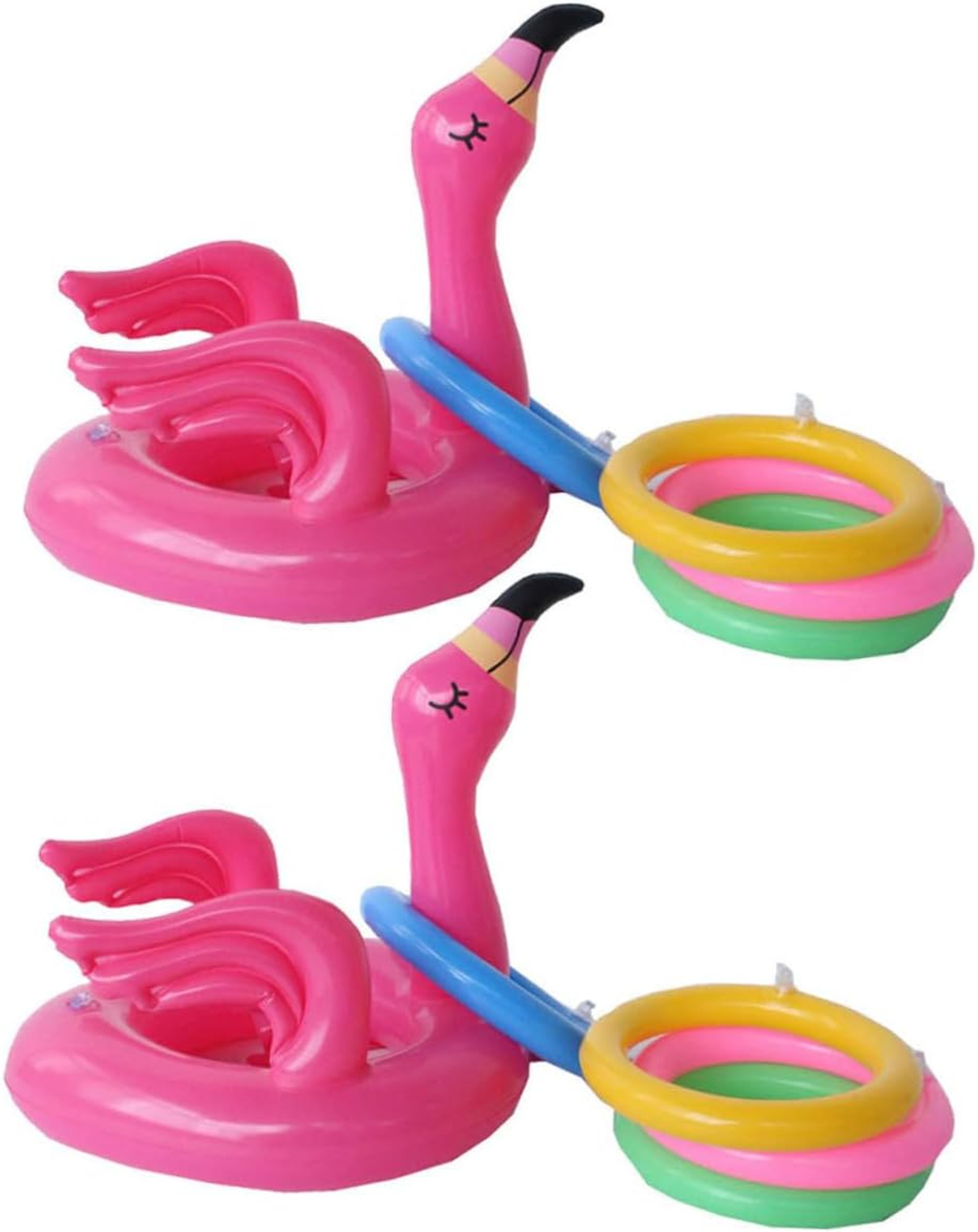 Pink Inflatable Flamingo Ring Toss Game – Fun Party Toy for Kids with Random Color Rings – view 7