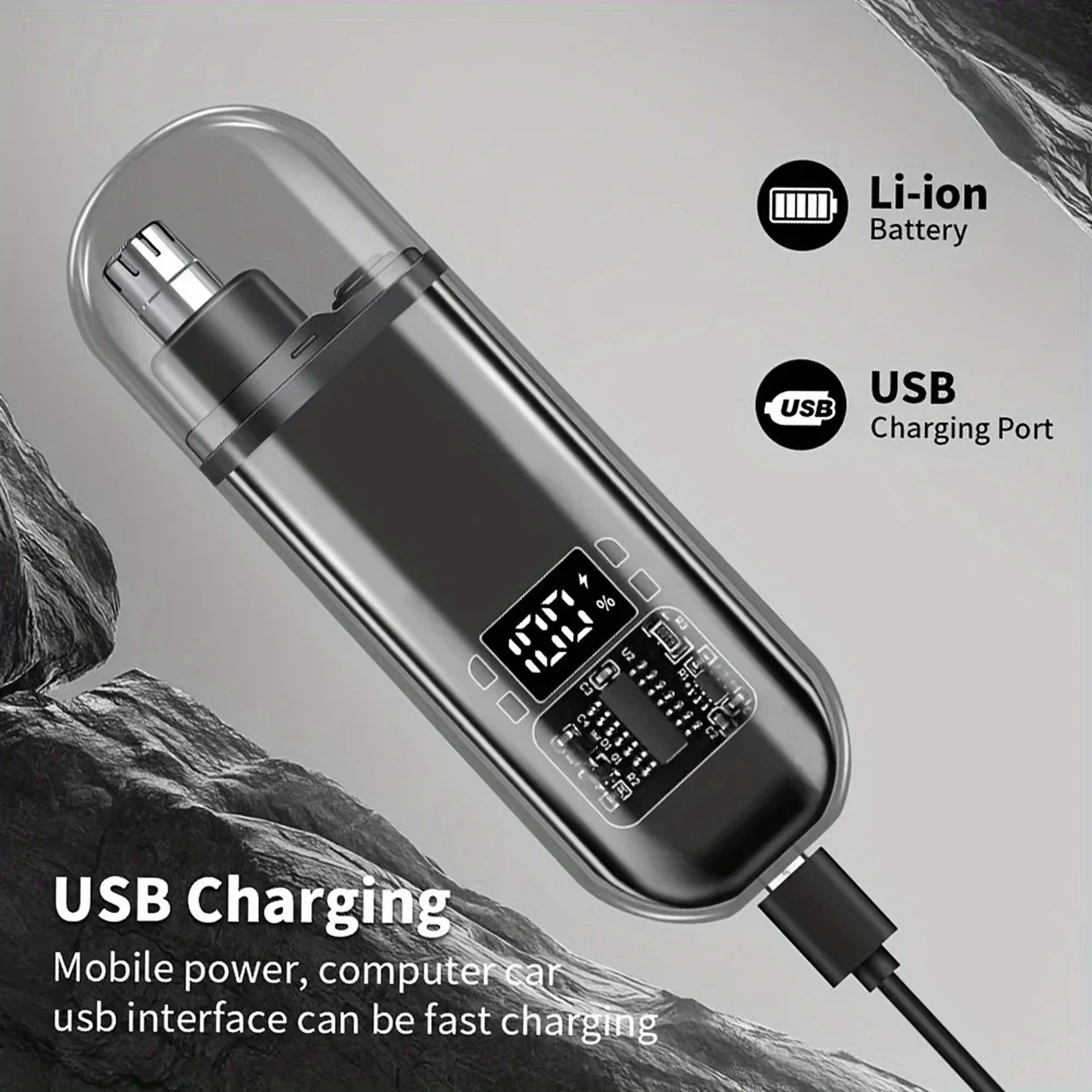 USB C Nose And Ear Hair Trimmer For Men Compact Fast Charge Grooming Tool 3