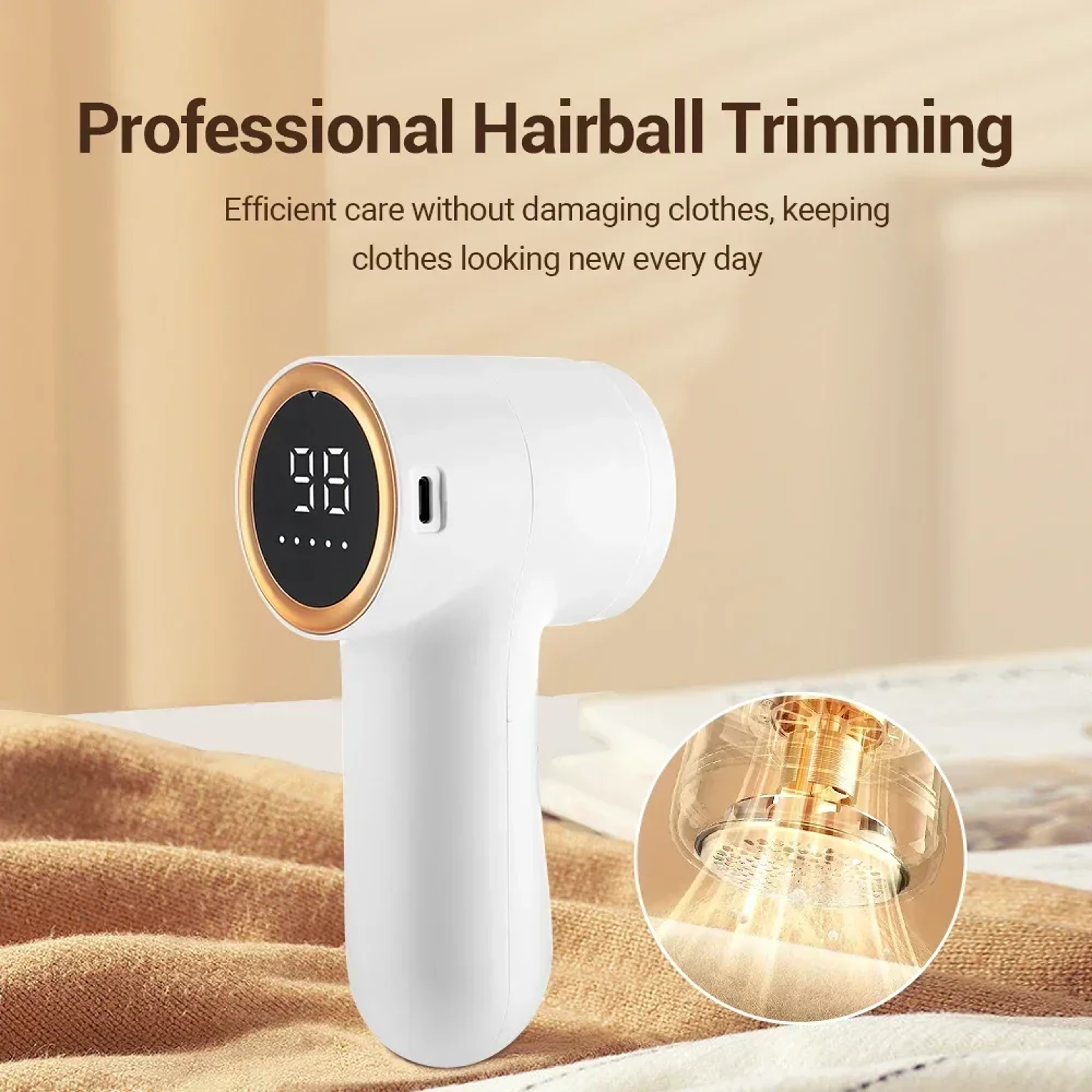 Mini Portable Electric Hair Ball Trimmer – Rechargeable Handheld Clothing Hair Remover with Intelligent Display – view 1