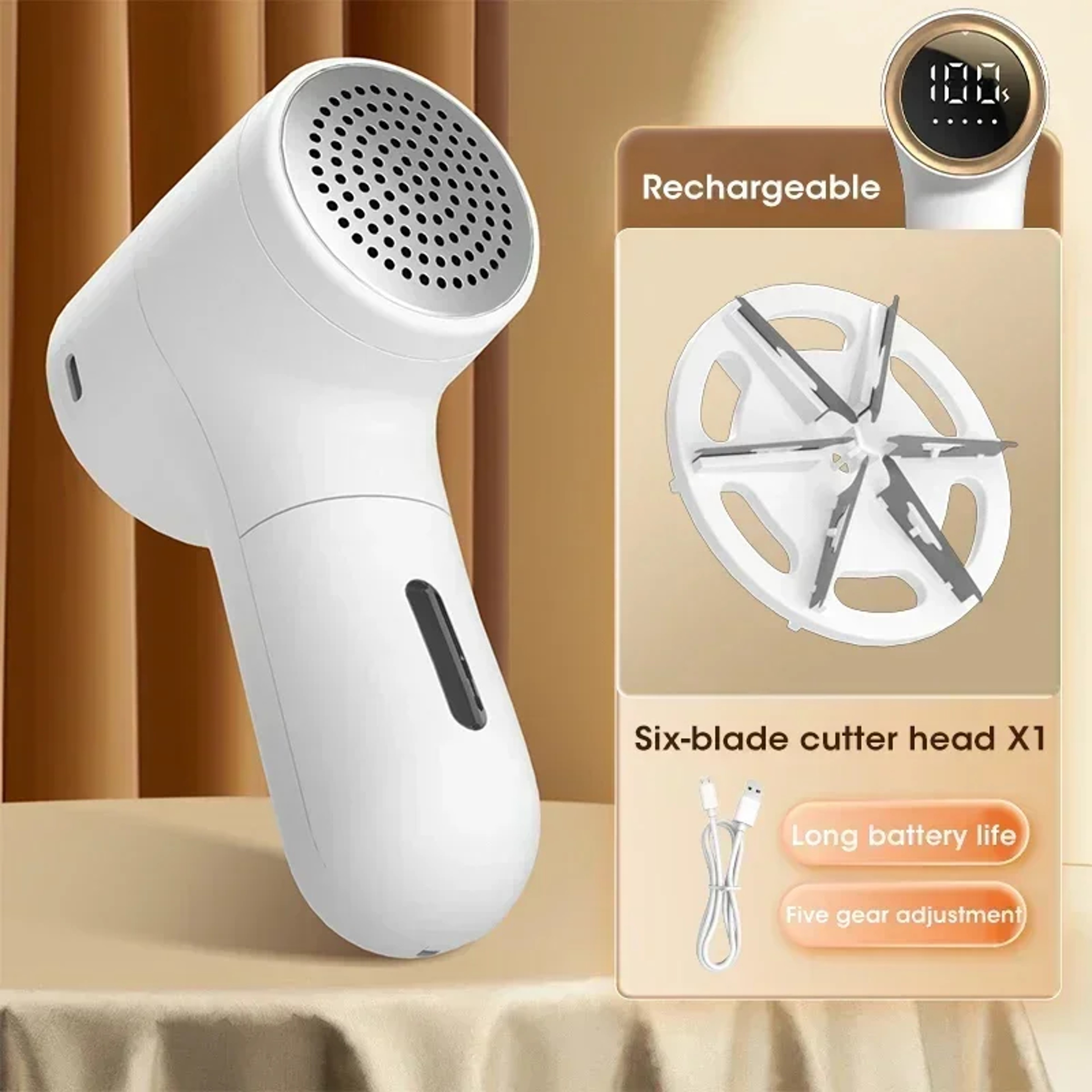 Mini Portable Electric Hair Ball Trimmer – Rechargeable Handheld Clothing Hair Remover with Intelligent Display – view 7
