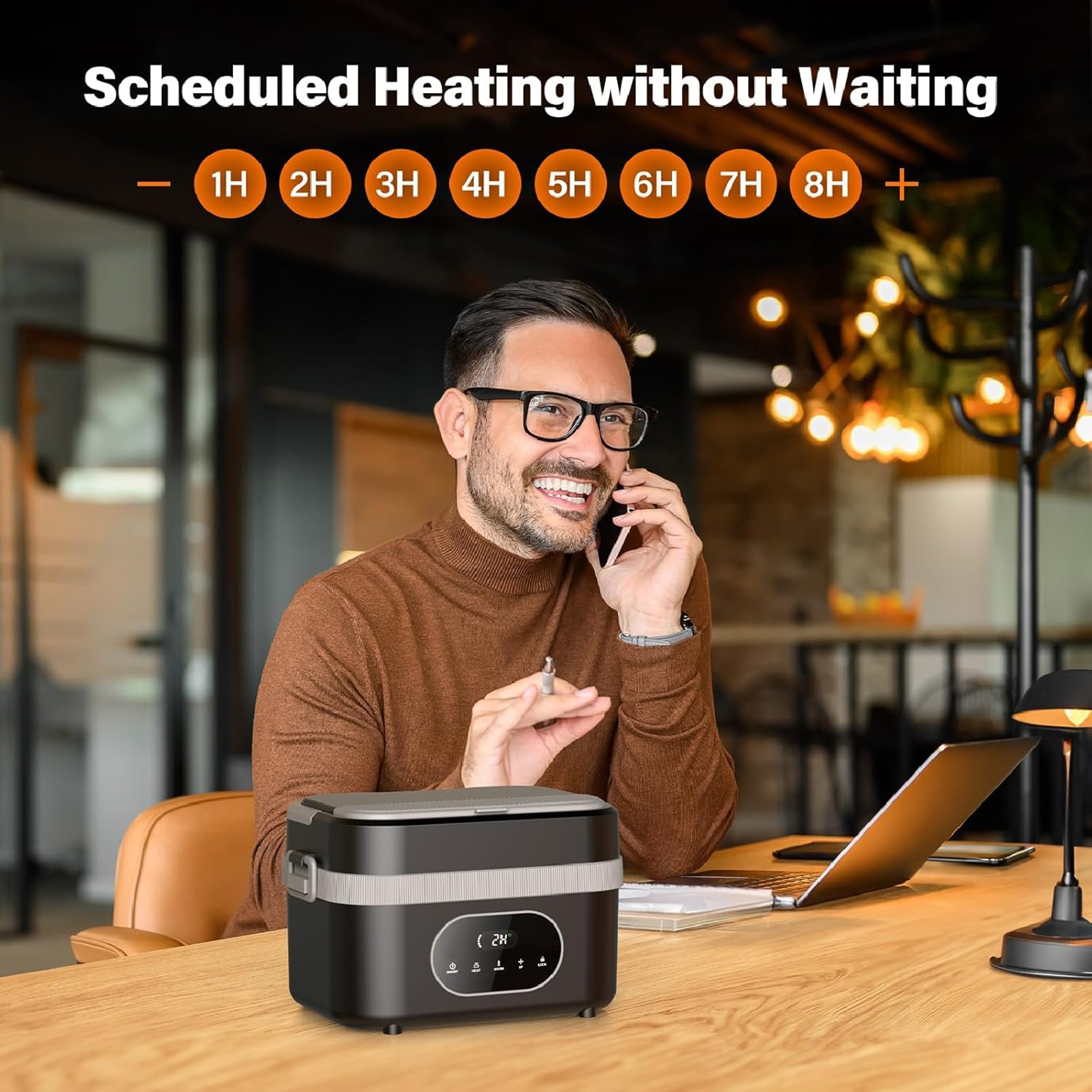 Nocclili Electric Heated Lunch Box for Adults – Portable Food Warmer with Temperature Display – view 3