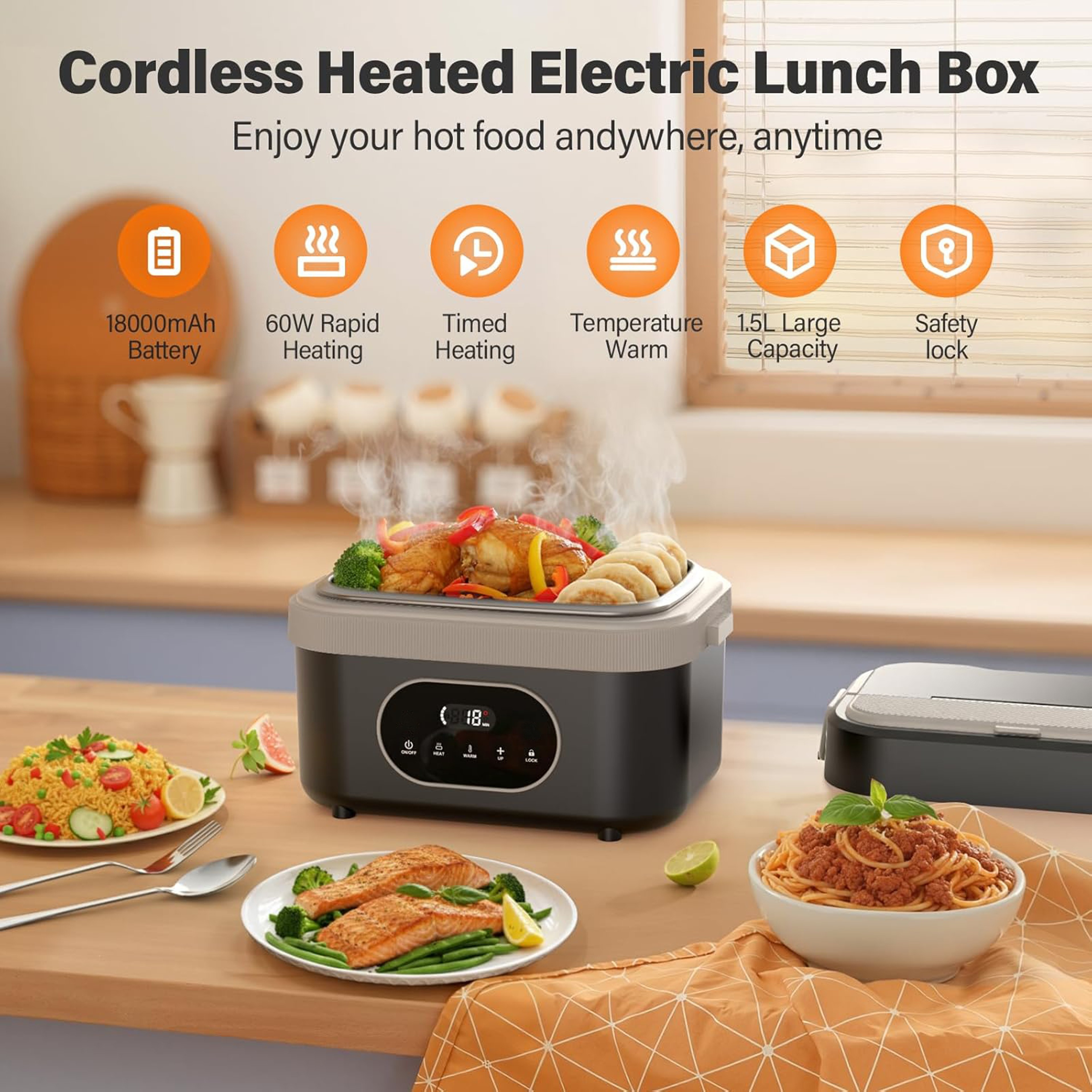 Nocclili Electric Heated Lunch Box for Adults – Portable Food Warmer with Temperature Display – view 5
