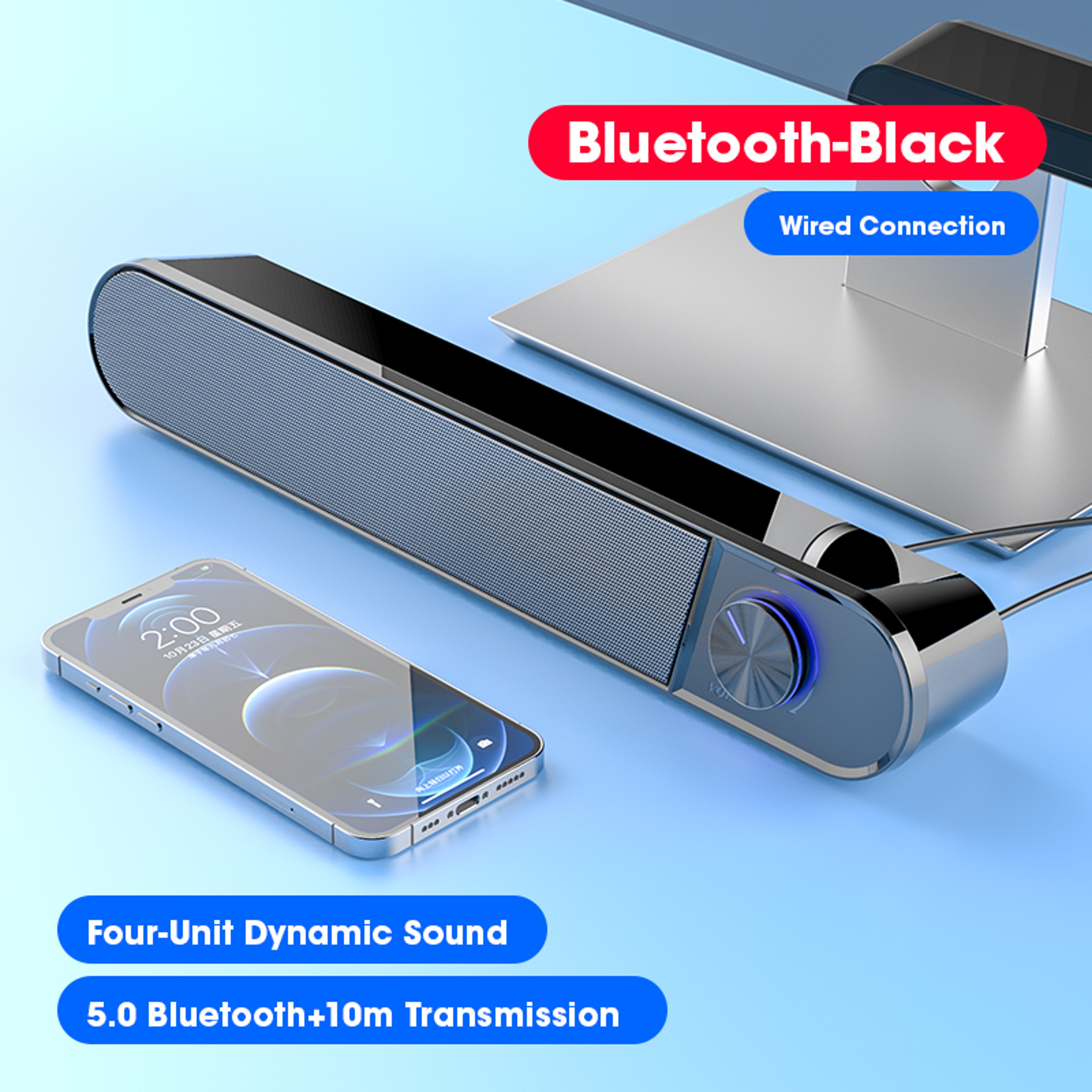 Niye USB Wired Subwoofer Sound Bar With LED Light For TV PC Laptop  Phone 4