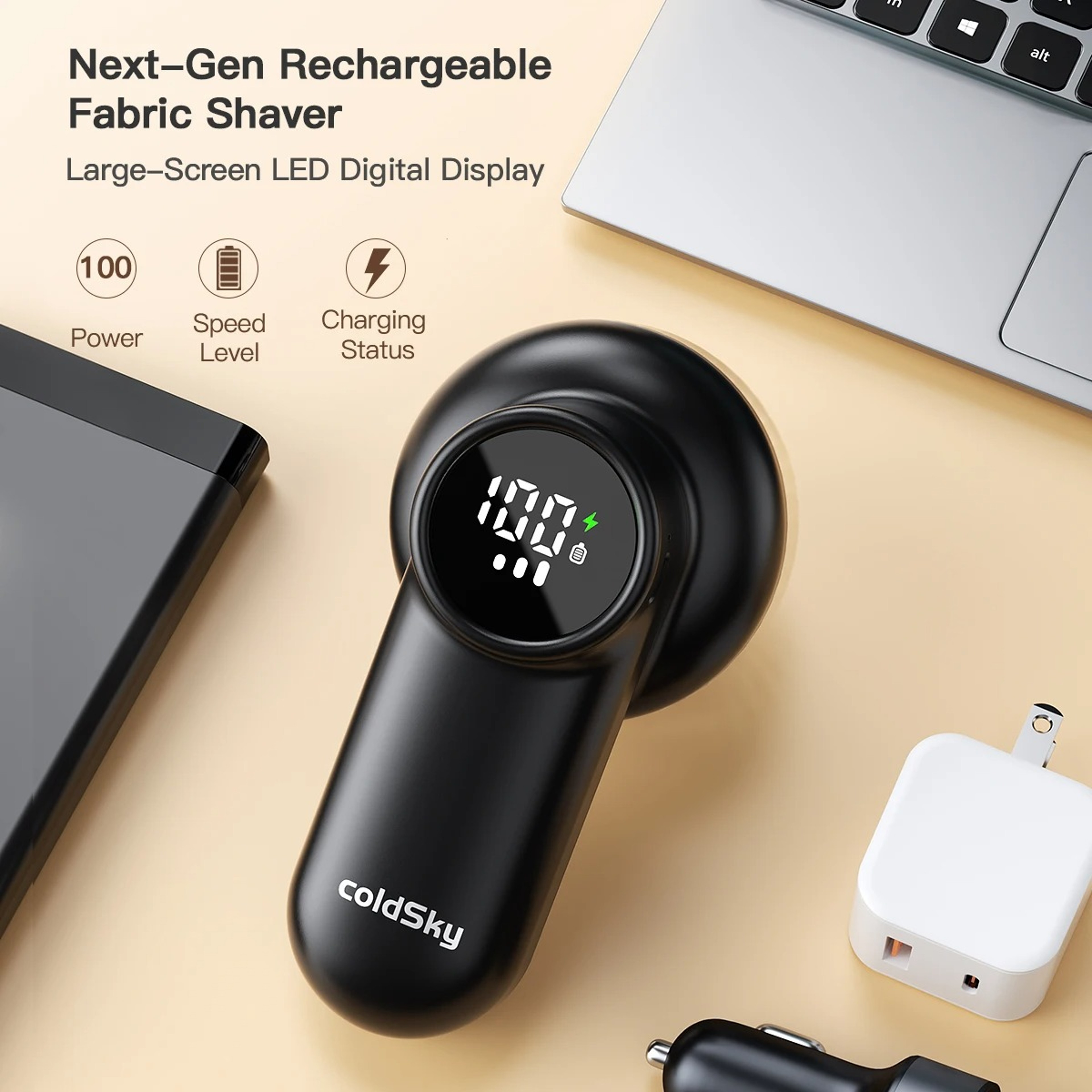 Intelligent Electric Lint Shaver - Rechargeable Defuzzer with Digital Screen for Sweater, Clothes & Fabric Trimming – view 1