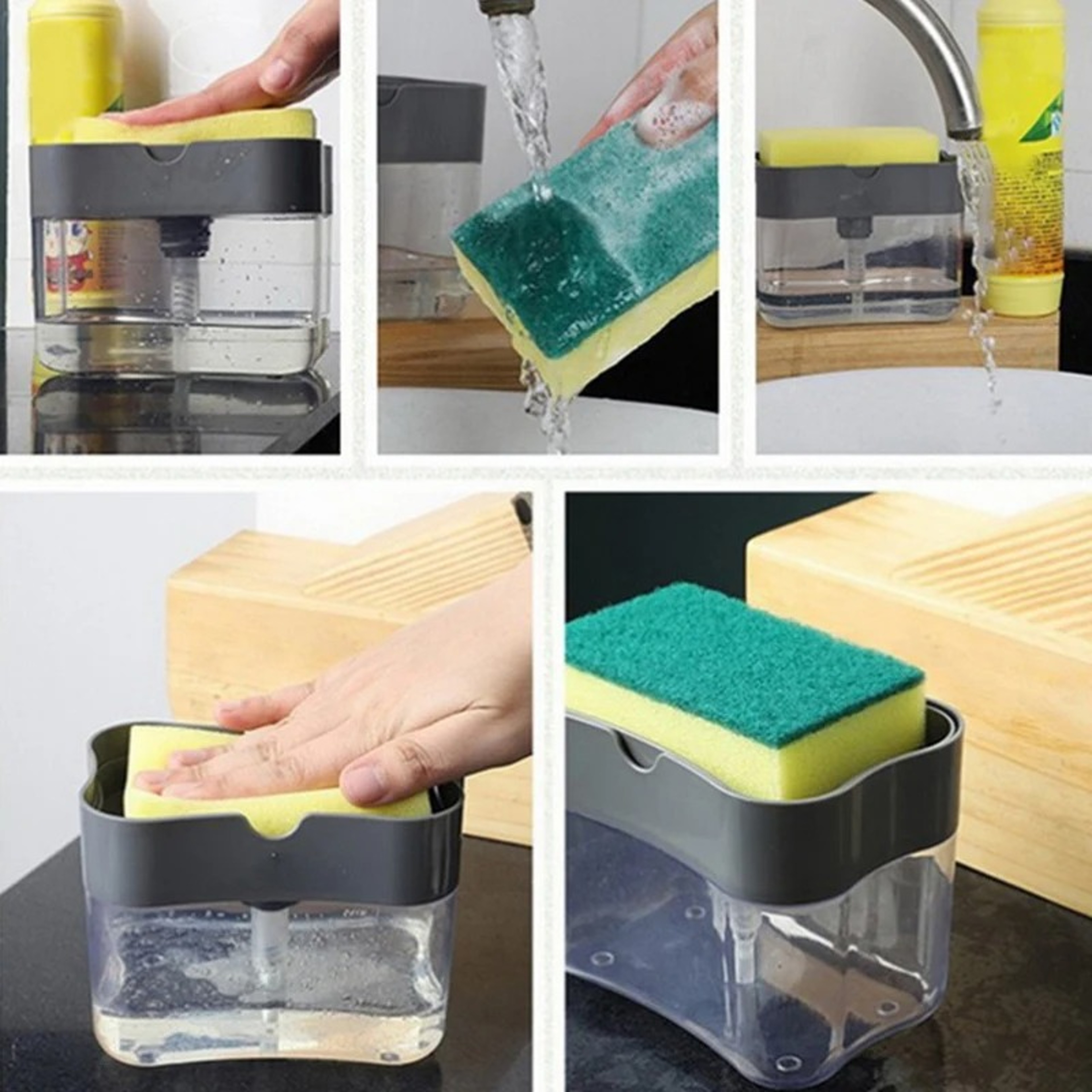 Portable Dishwashing Cleaning Kit with Soap Dispenser & Detergent Bottle – Kitchen Cleaning Cloth Set – view 5