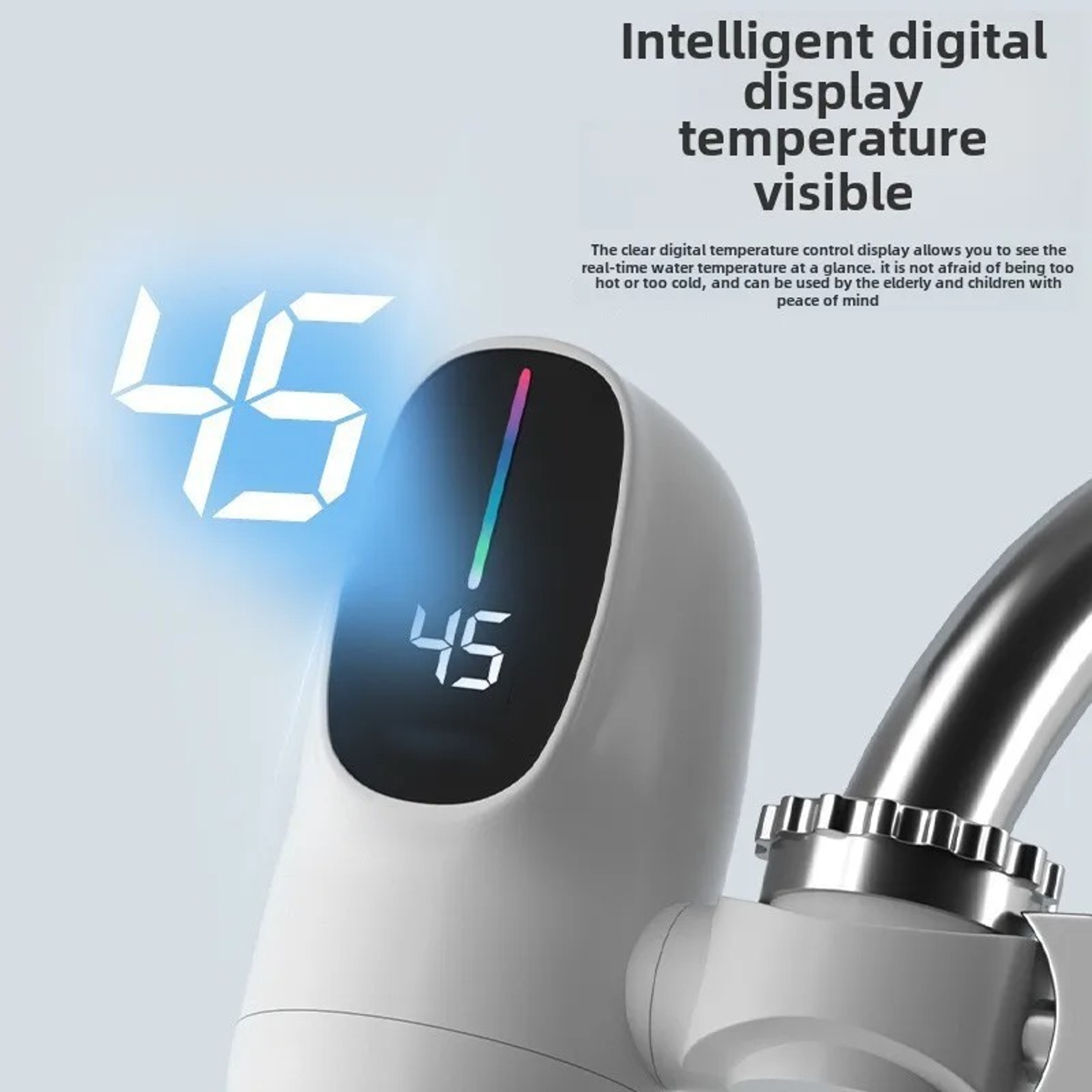 Instant Hot Water Faucet For Kitchen  3000W Electric Tankless Heater With Digital Temperature Displ