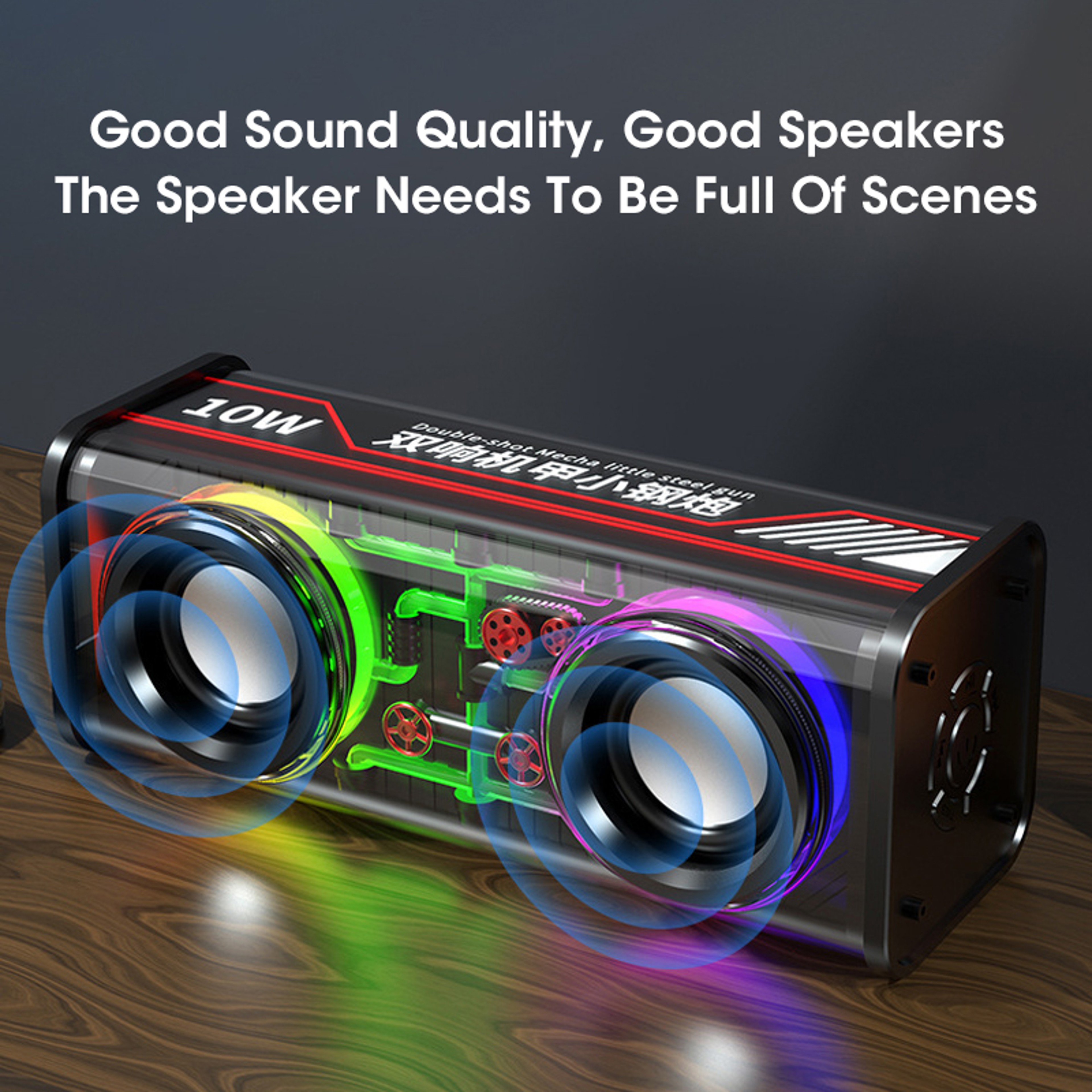 V8 TWS Dual Tone Bluetooth Speaker with RGB Lights – Portable Subwoofer for Sports Activities – view 5