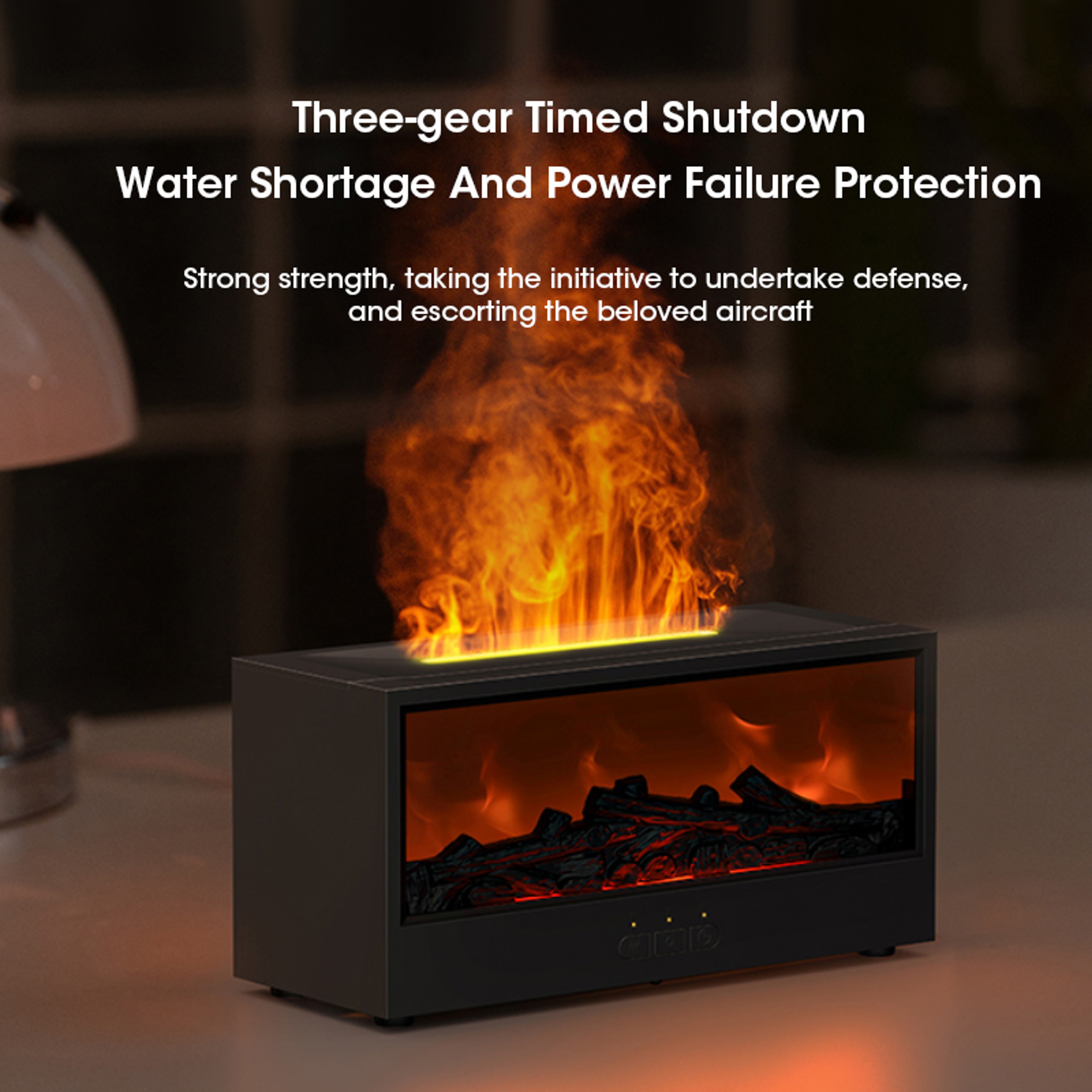 Aroma Diffuser Humidifier With Essential Oils LED Light  Remote Control  Simulated Fireplace Air Fr 1