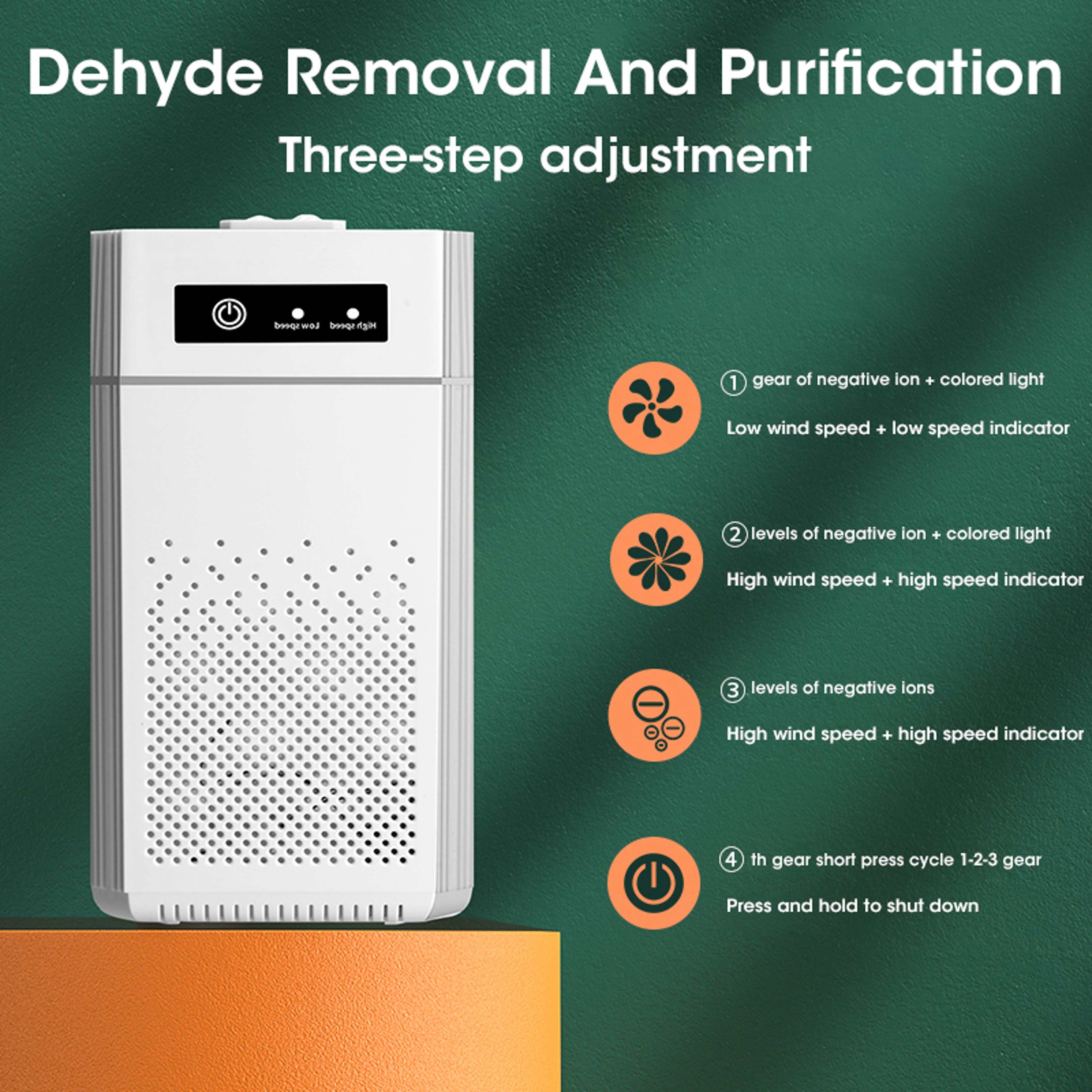 Intelligent Household Air Purifier – HEPA Filter, Negative Ion Generator, and Formaldehyde Air Cleaner for Desktop – view 1