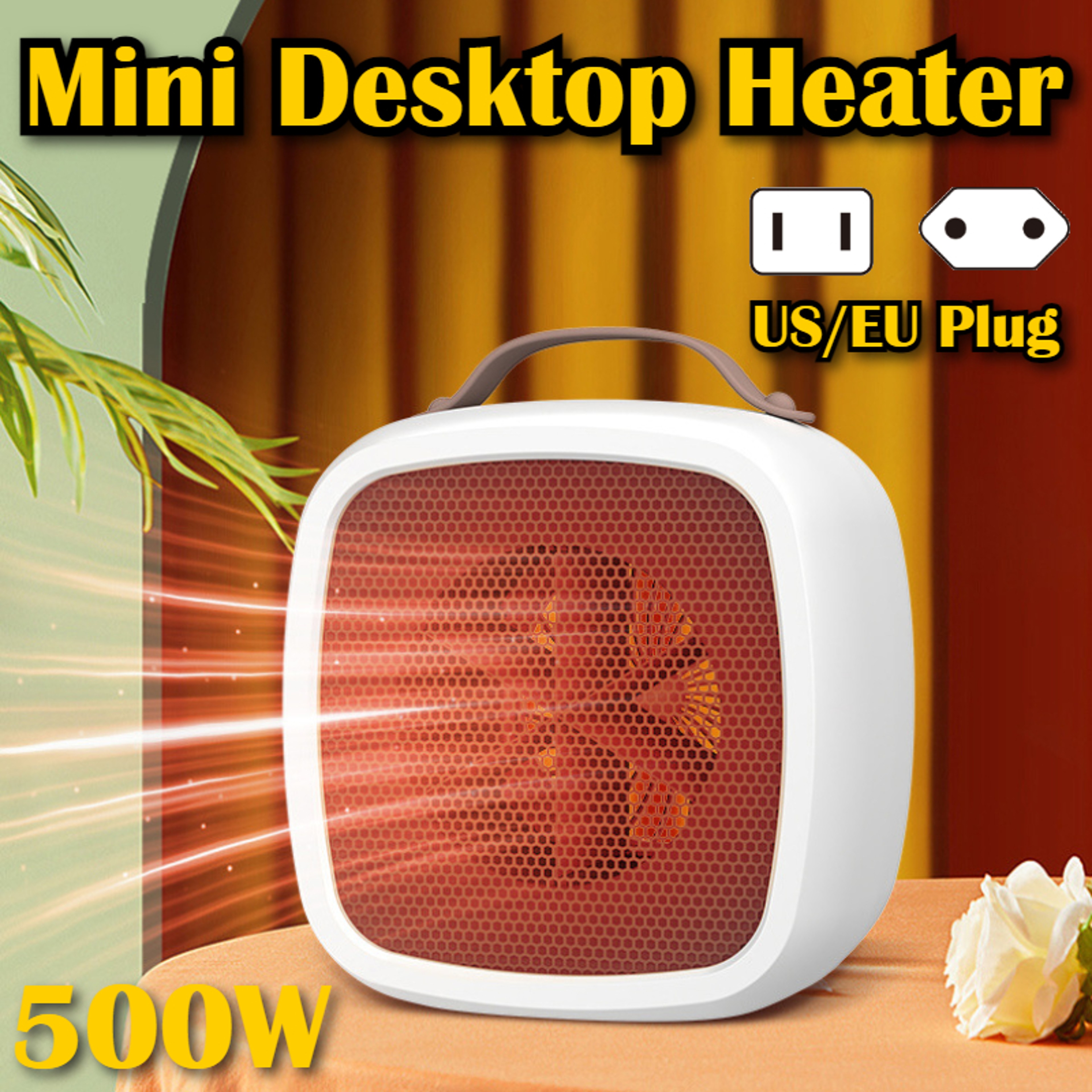 500W Portable Space Heater – Silent Desktop Warmer for Home & Office – view 4