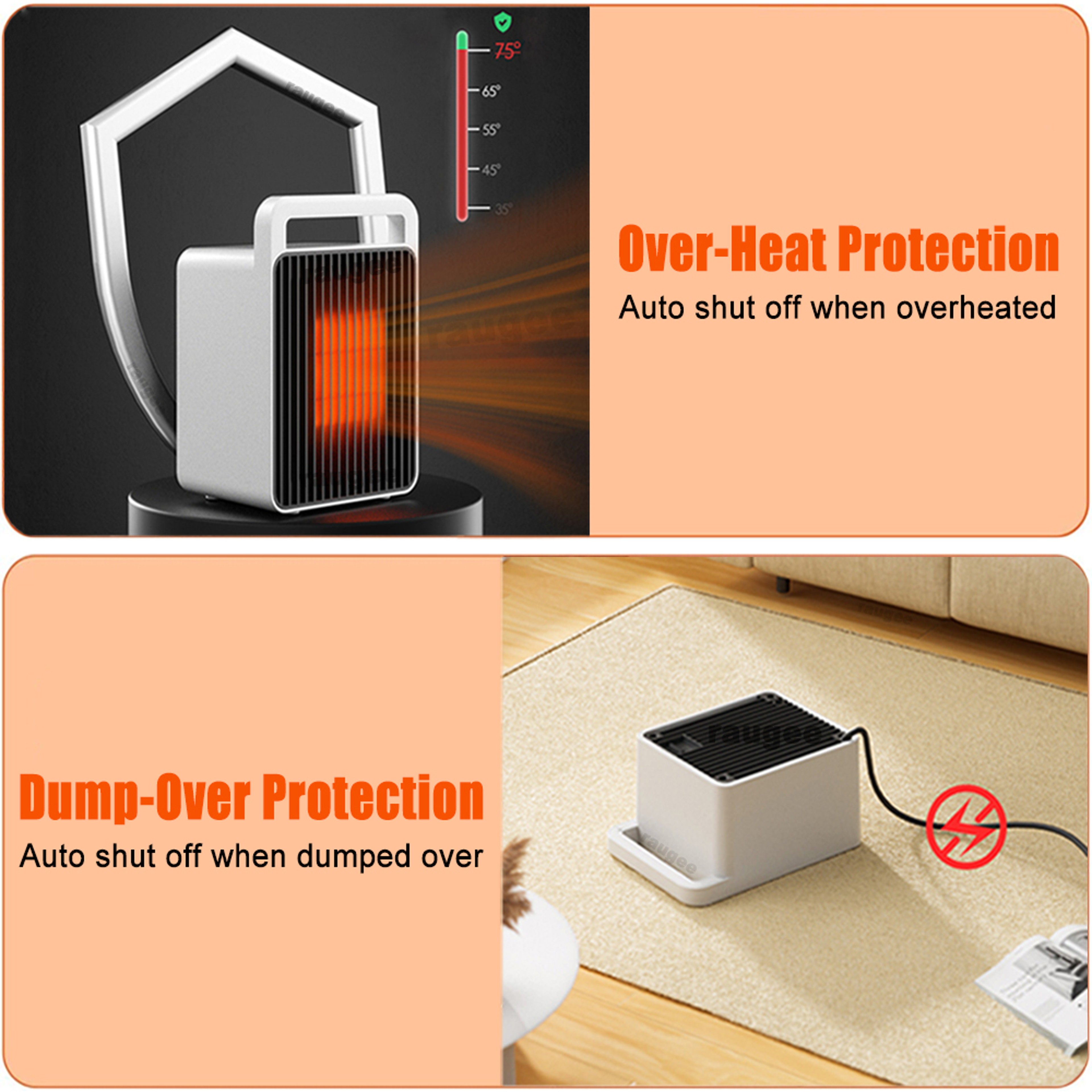 Electric Space Heater  Portable PTC Hot Air Blower For Home  Bathroom Mini Desktop Heater 4