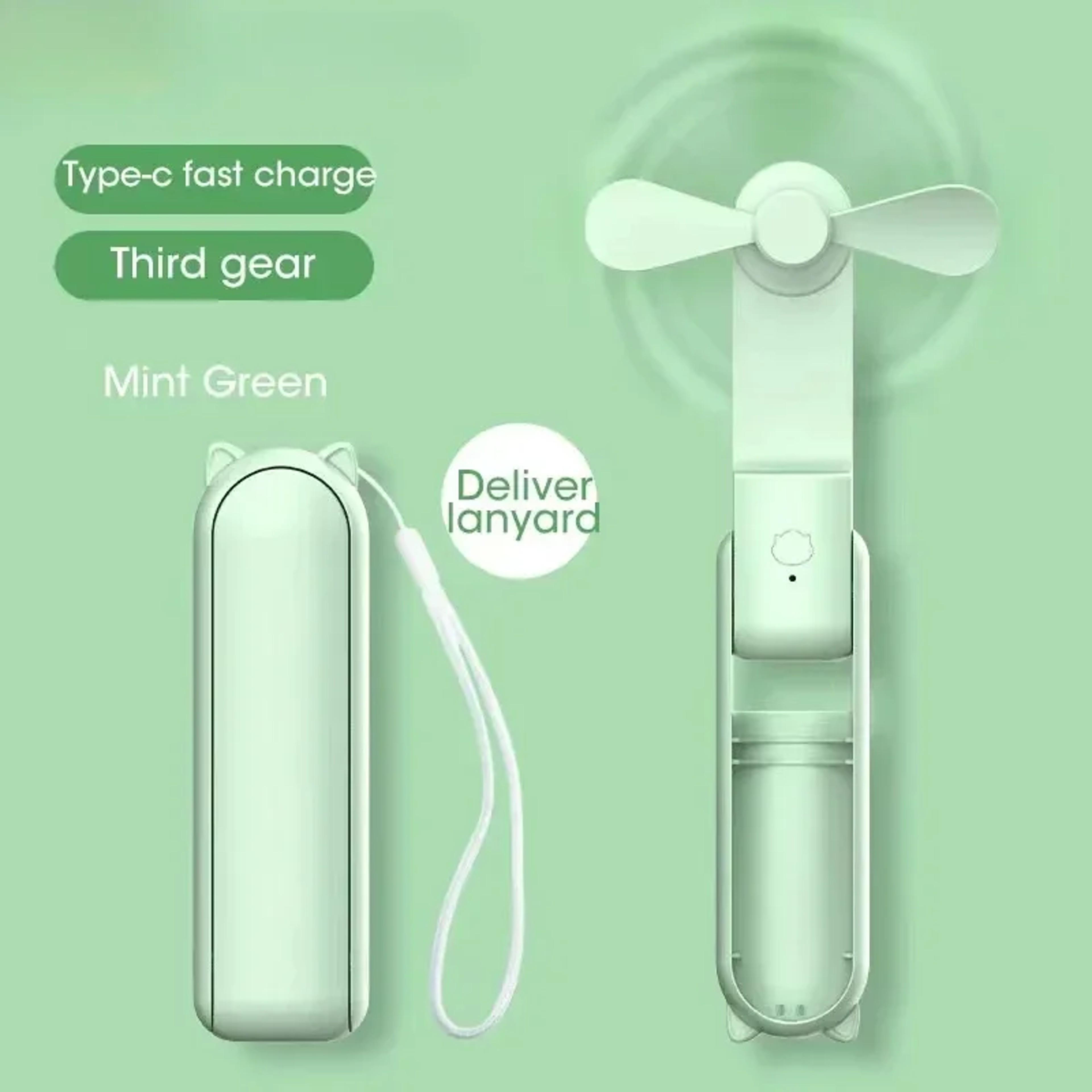 Portable USB Rechargeable Folding Fan with Power Bank - Ideal for Travel & Outdoor Adventures – view 2