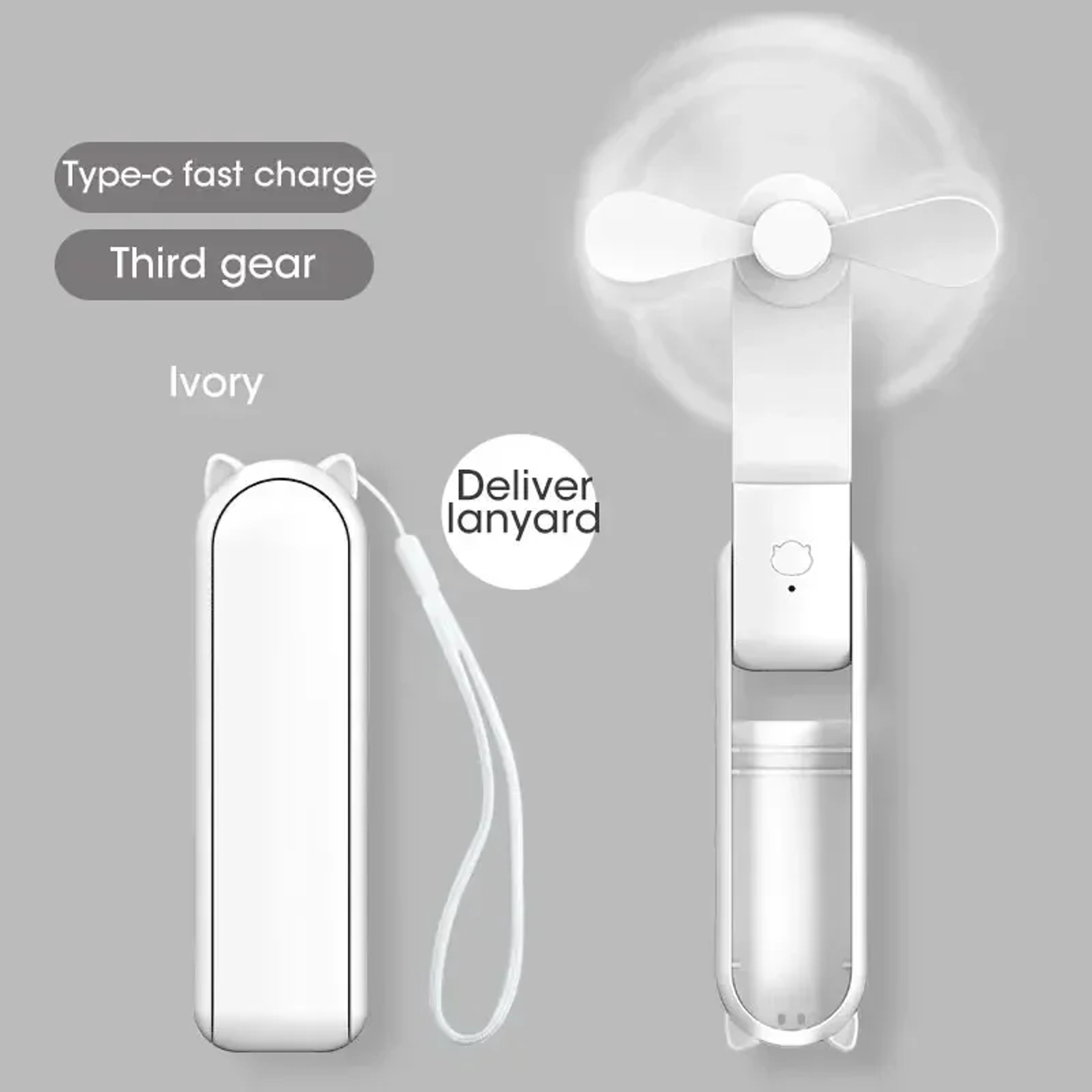 Portable USB Rechargeable Folding Fan with Power Bank - Ideal for Travel & Outdoor Adventures – view 7