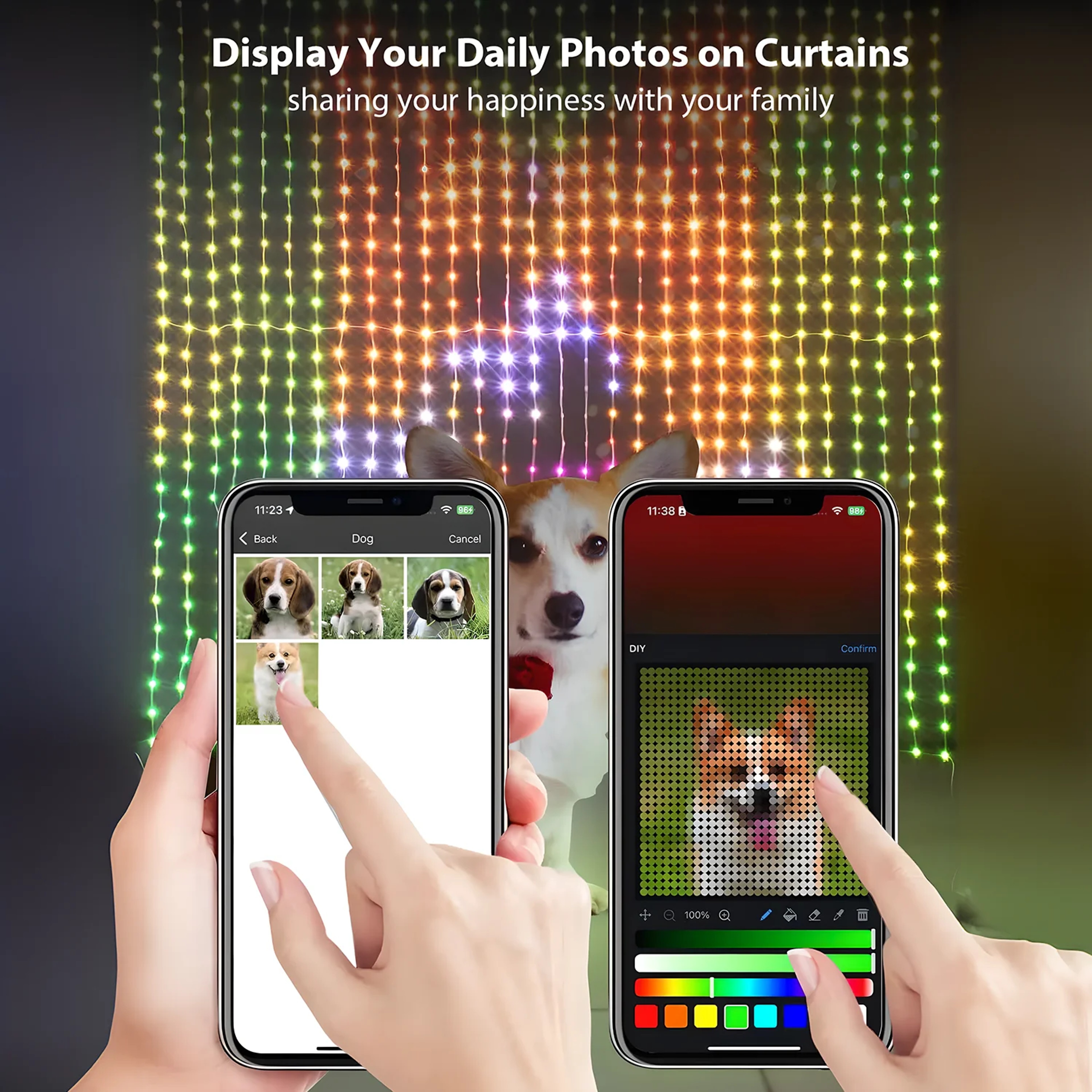 Smart Curtain String Lights – Bluetooth APP Control Christmas Fairy Lights for Weddings, Parties, and DIY Picture – view 2