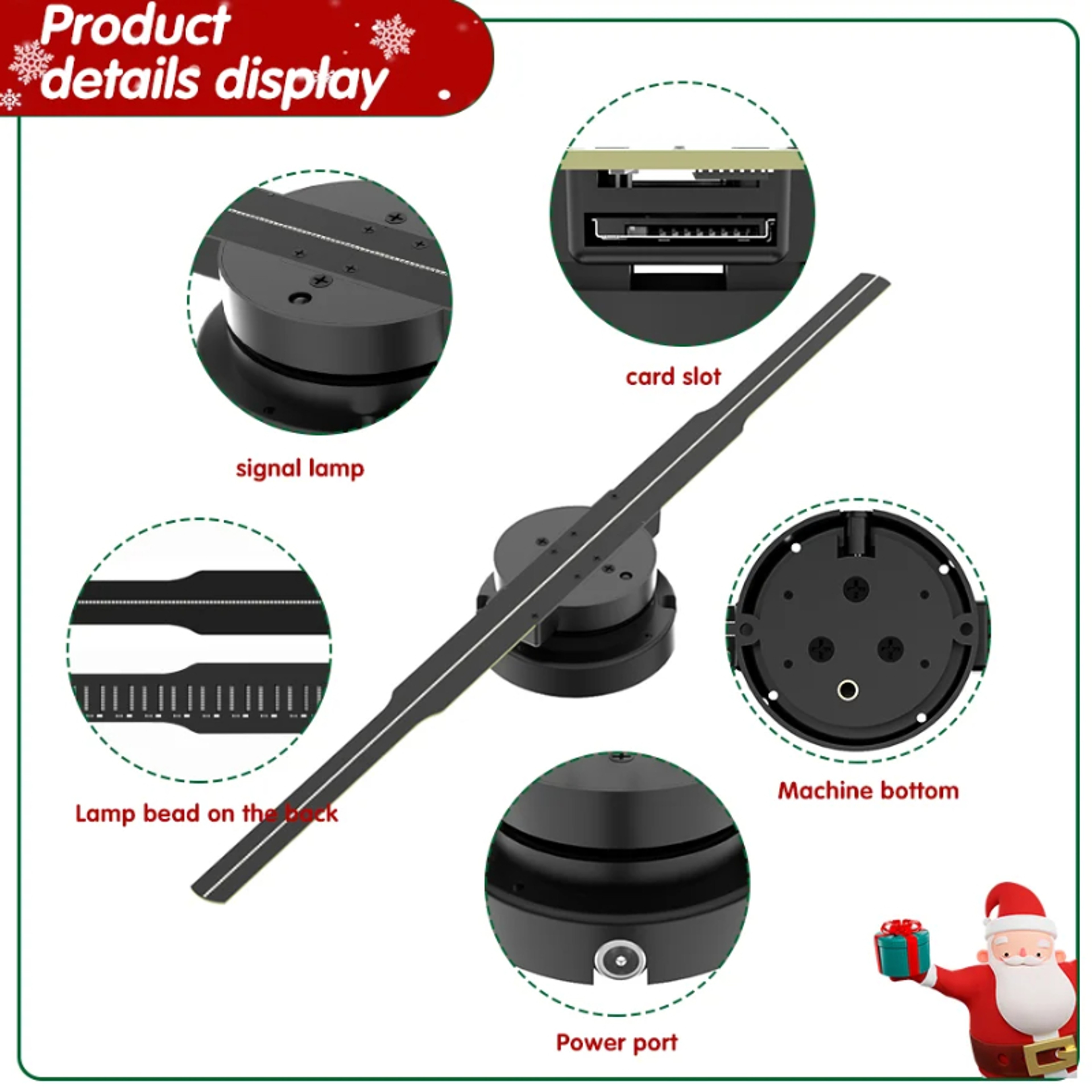 Wifi Hologram Projector Fan – Remote Control and LED Display for Holographic Advertising – view 4