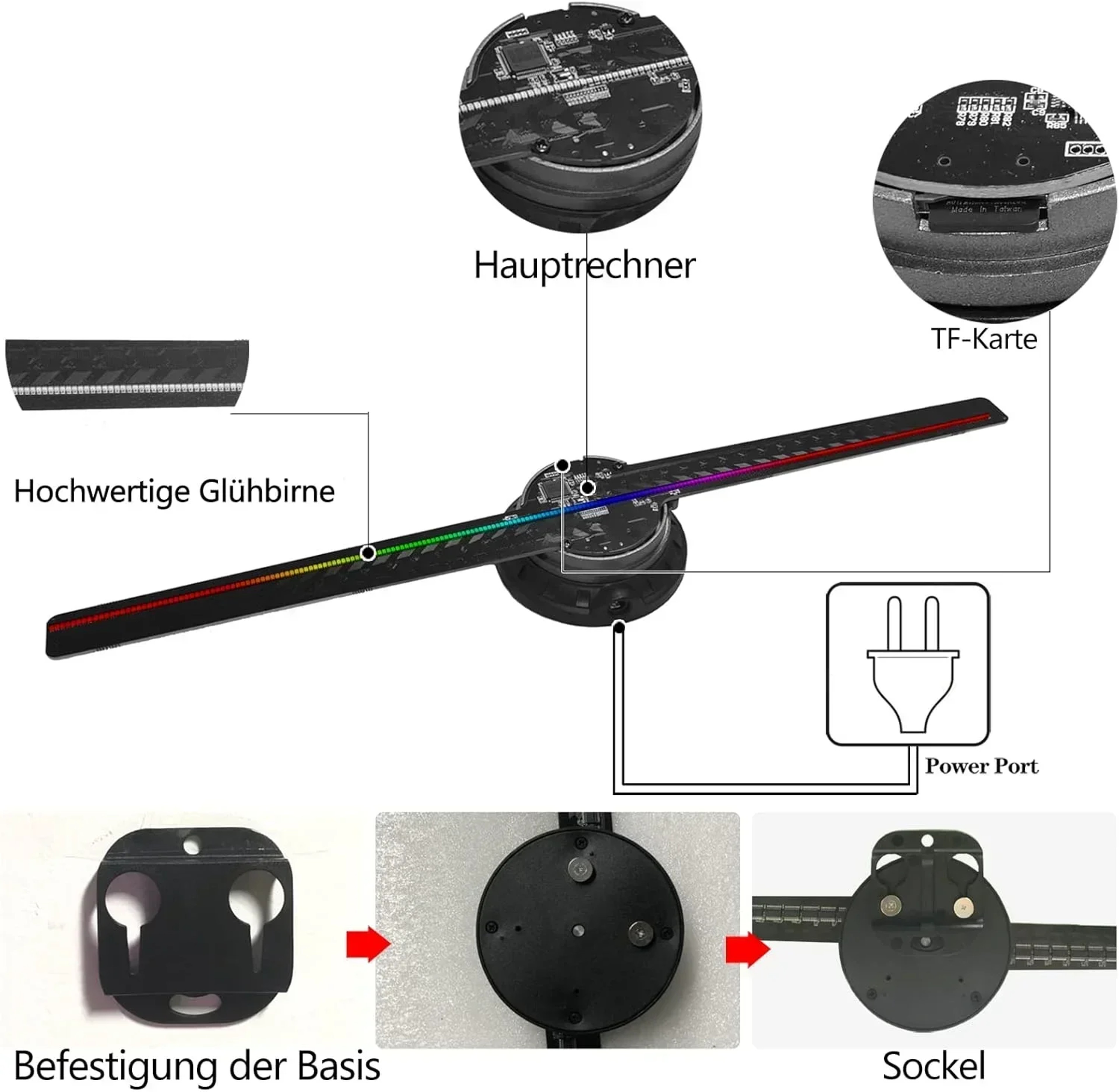 42CM 3D Hologram Fan HD Holographic Projector for Stores & Parties – view 5