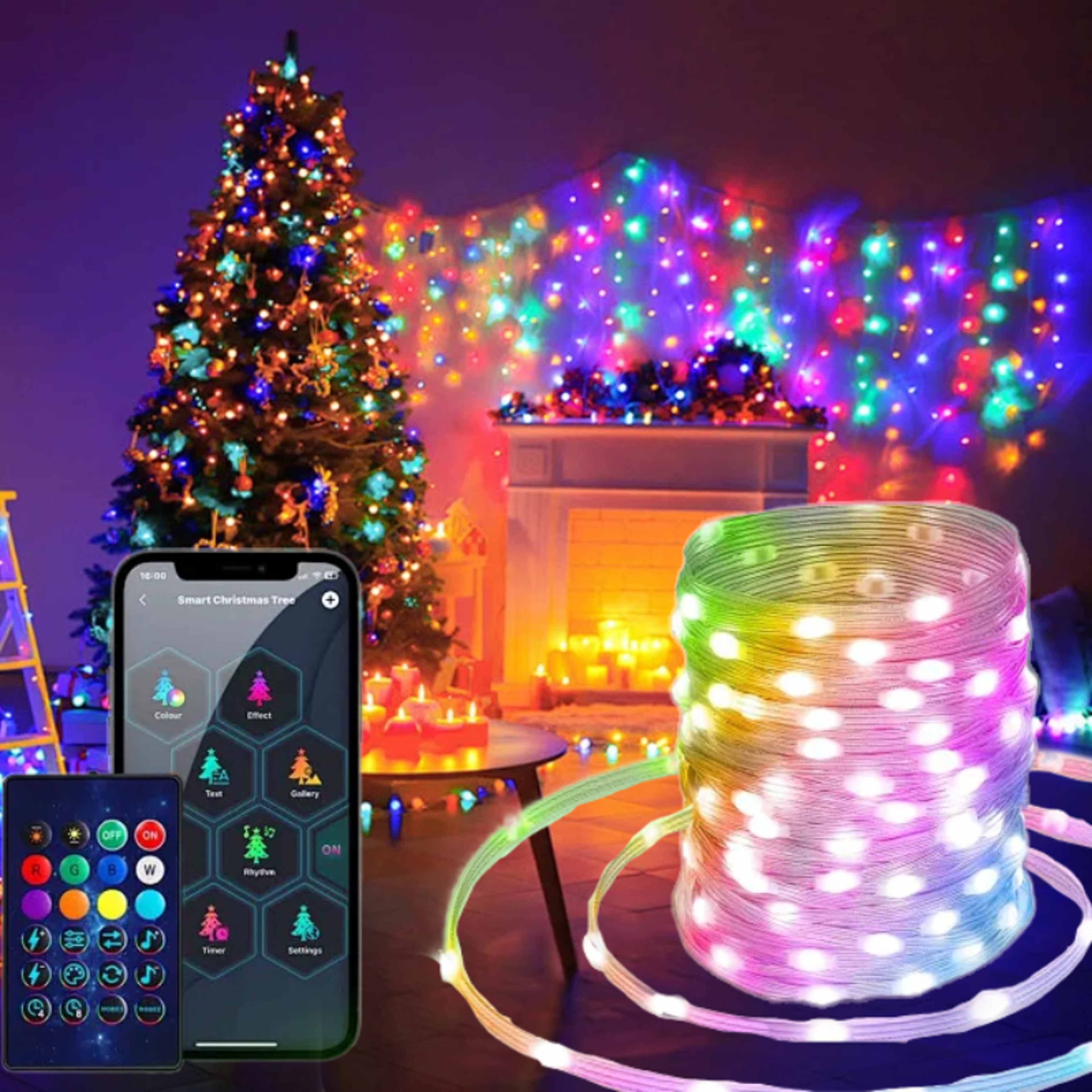 RGBIC LED String Lights with Bluetooth Music Control – Programmable DIY Fairy Lights for Party and Holiday Decor – view 1