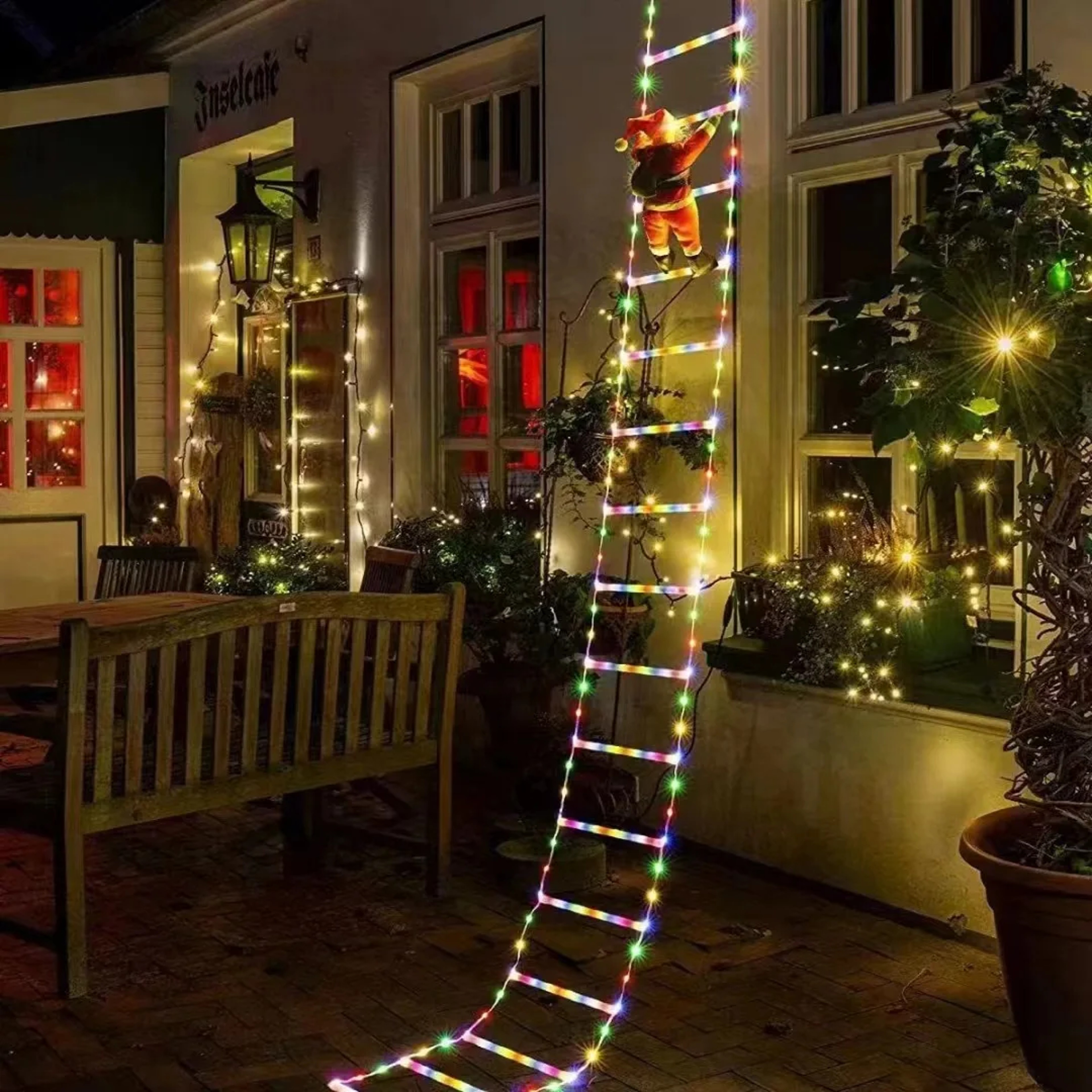 Santa Claus Climbing Ladder String Lights – Modes USB LED Lamp for Christmas Tree & Garden – view 7