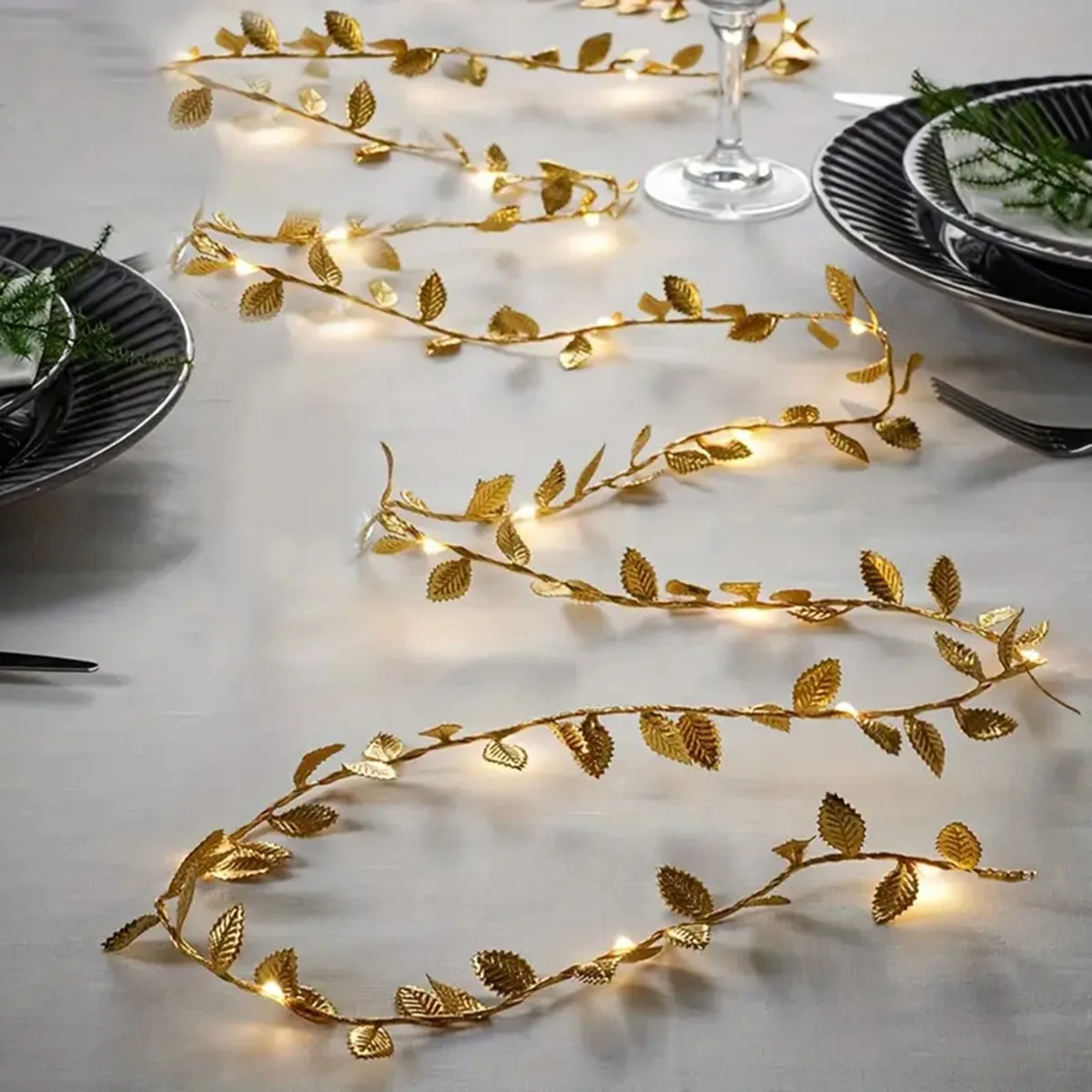 Golden Leaves Fairy Lights - Battery-Powered Copper Wire String Lights for Weddings, Home Parties, and DIY Xmas – view 1