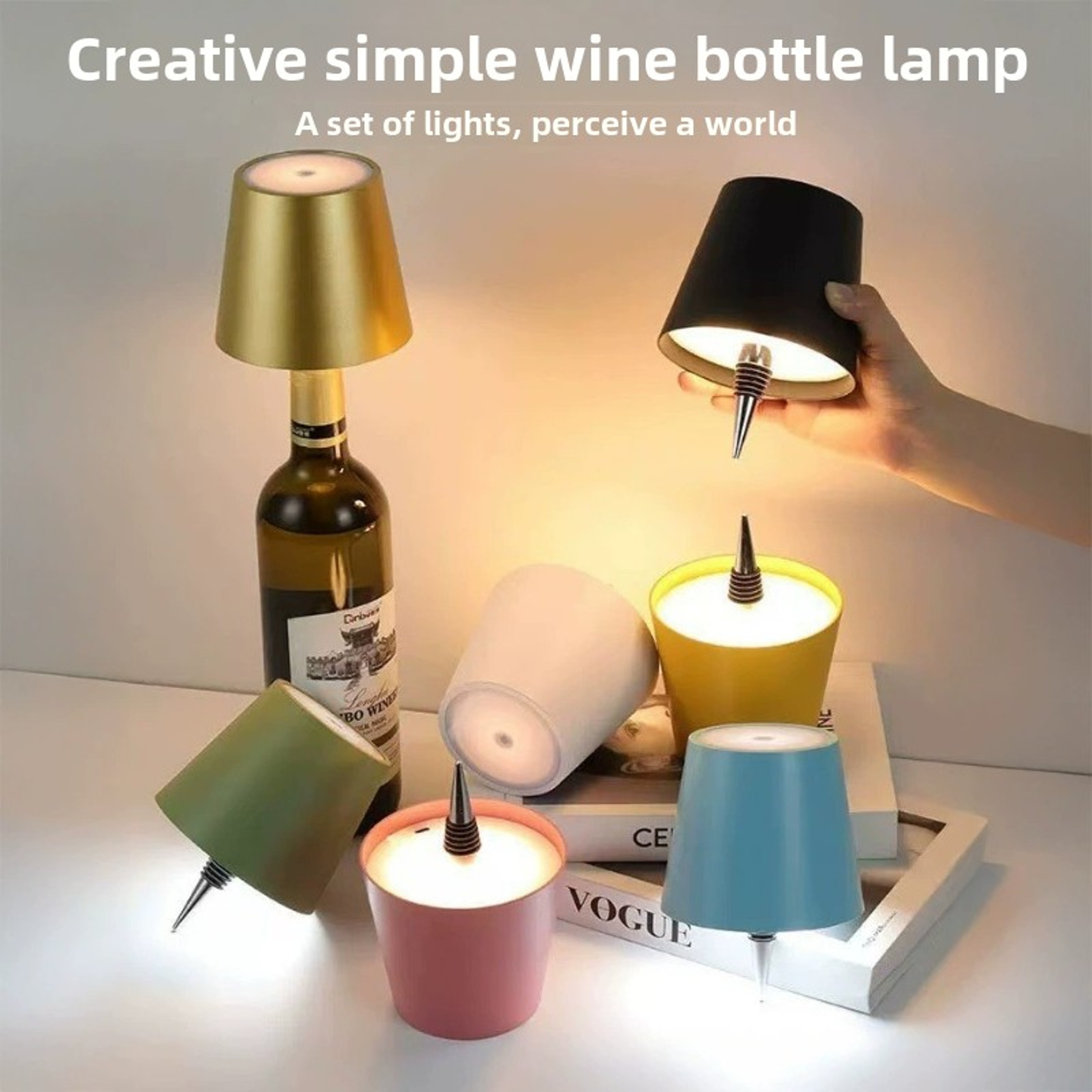 Wireless Bottle Table Lamp  Touch Control Colors  Stepless Dimming Night Lamp For Outdoor Bars Wine 0