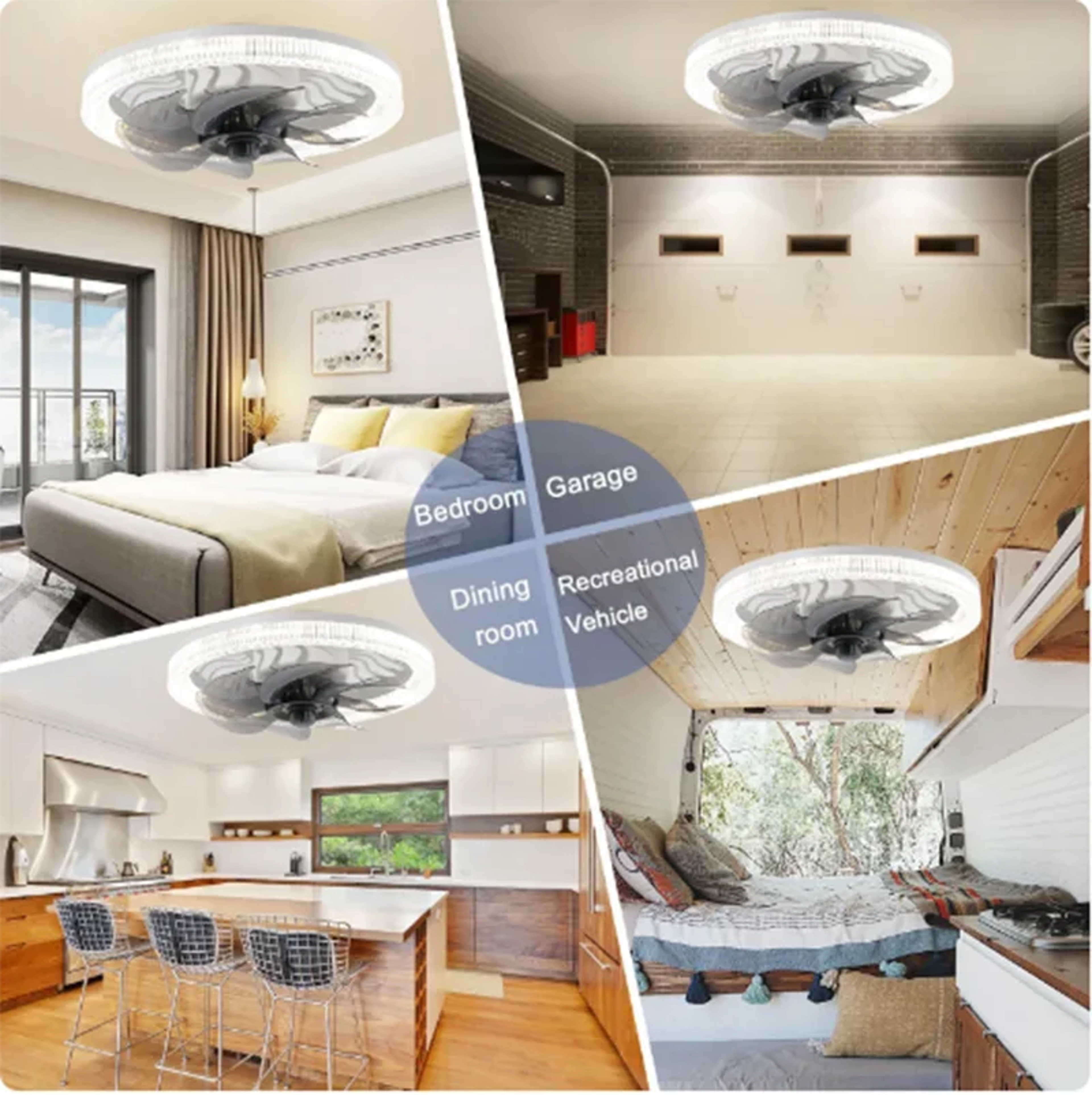 Smart Remote Control Ceiling Fan With LED Lighting Converter Base For Living Room 4