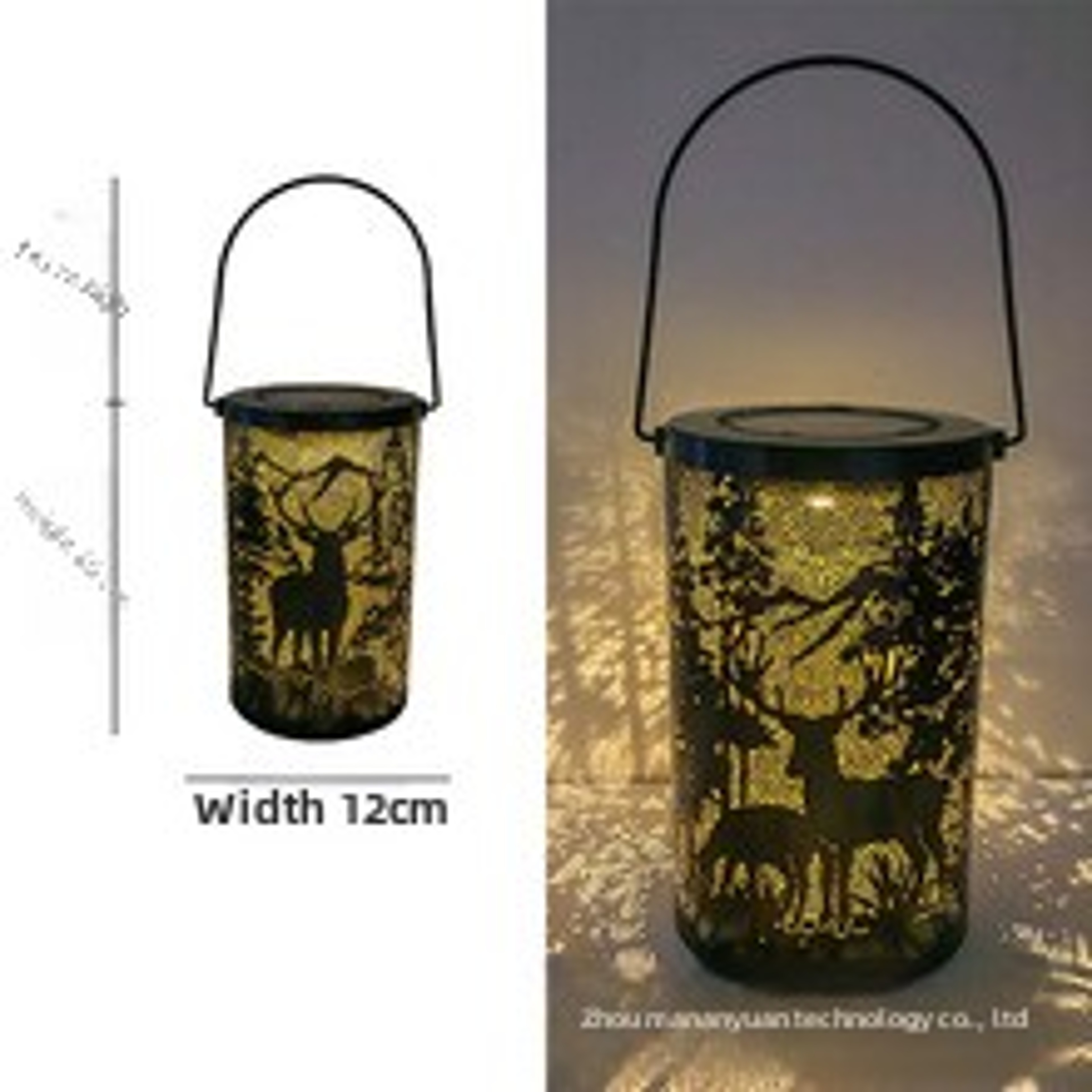 Solar Lantern with Deer and Forest Pattern – Hollow Projection Light for Outdoor Garden Decor – view 6