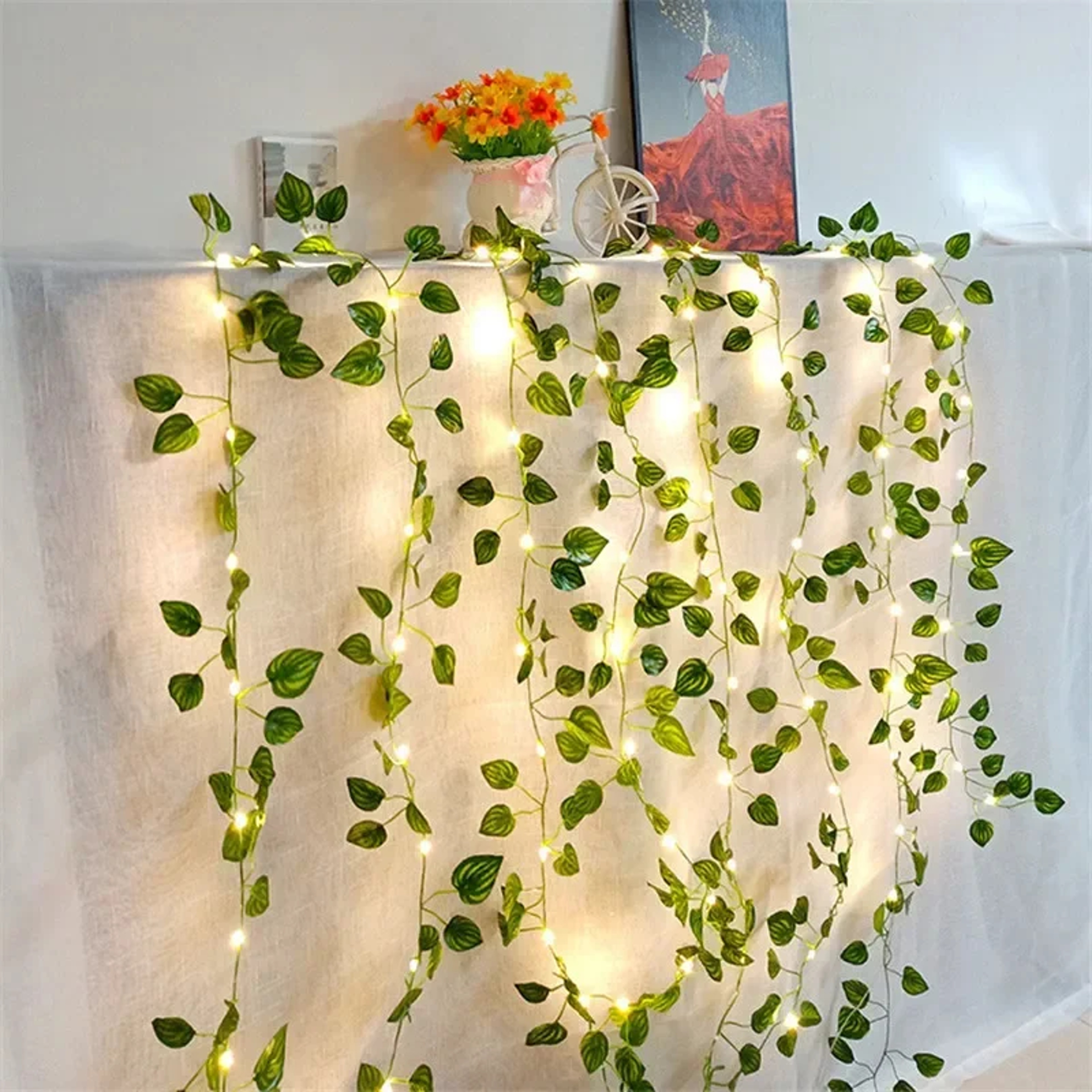Green Leaf String Lights  BatteryPowered Christmas Tree  Wreath Lights For Home And Courtyard Decor 0