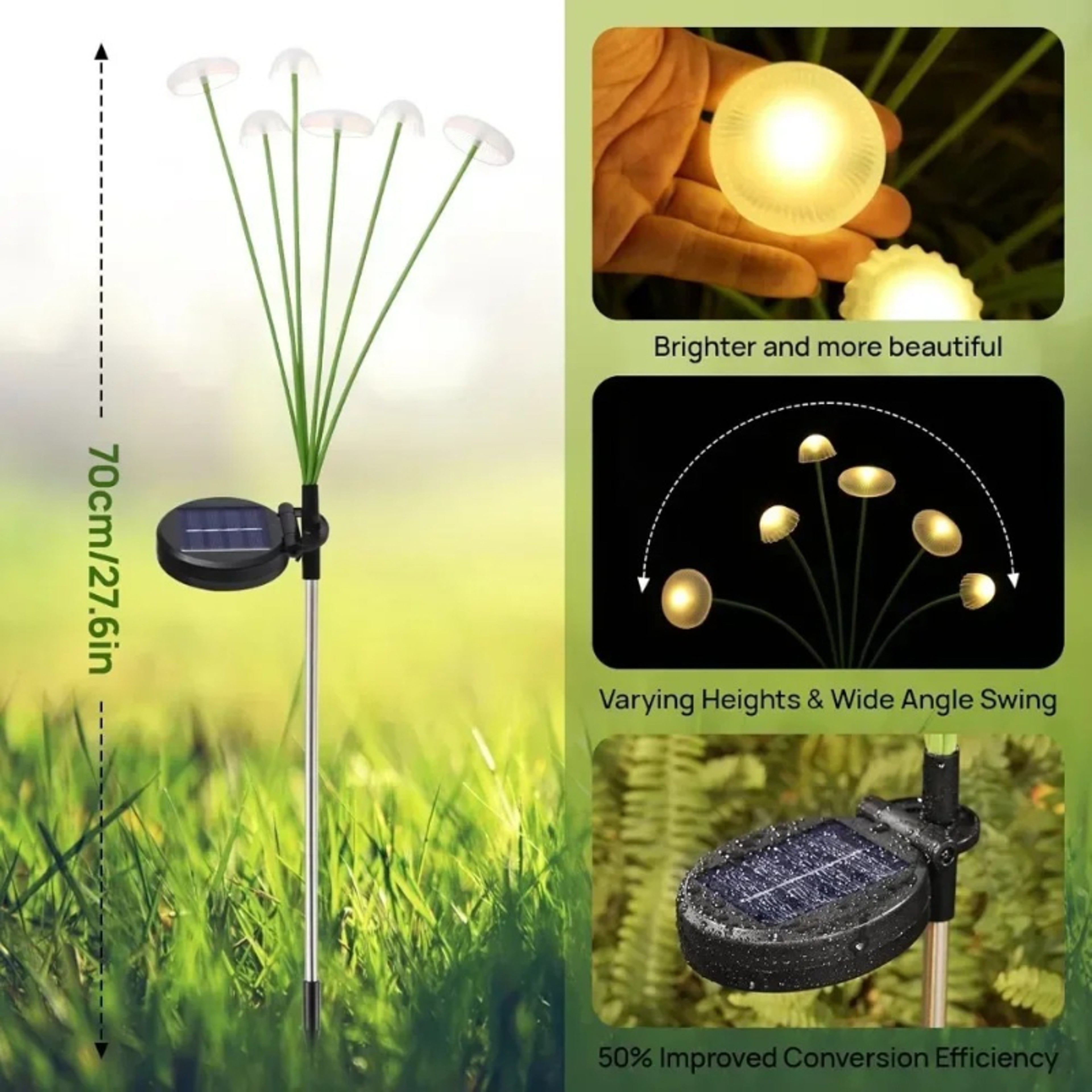 Solar Mushroom Garden Lights - Waterproof LED Jellyfish Lamps for Patio & Pathway Decor – view 4