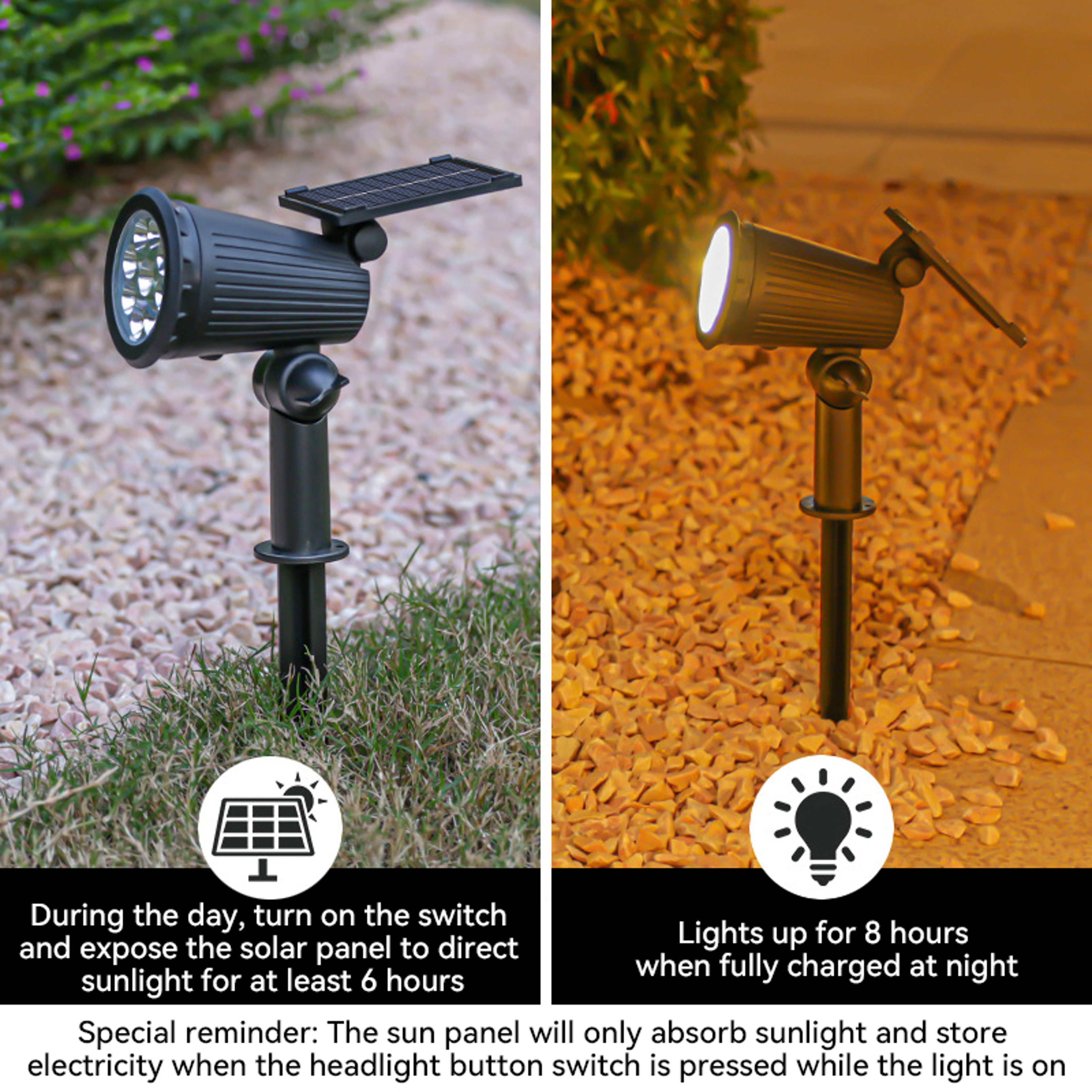 Outdoor LED Solar Spotlight – Adjustable Brightness & Waterproof Garden Light – view 3