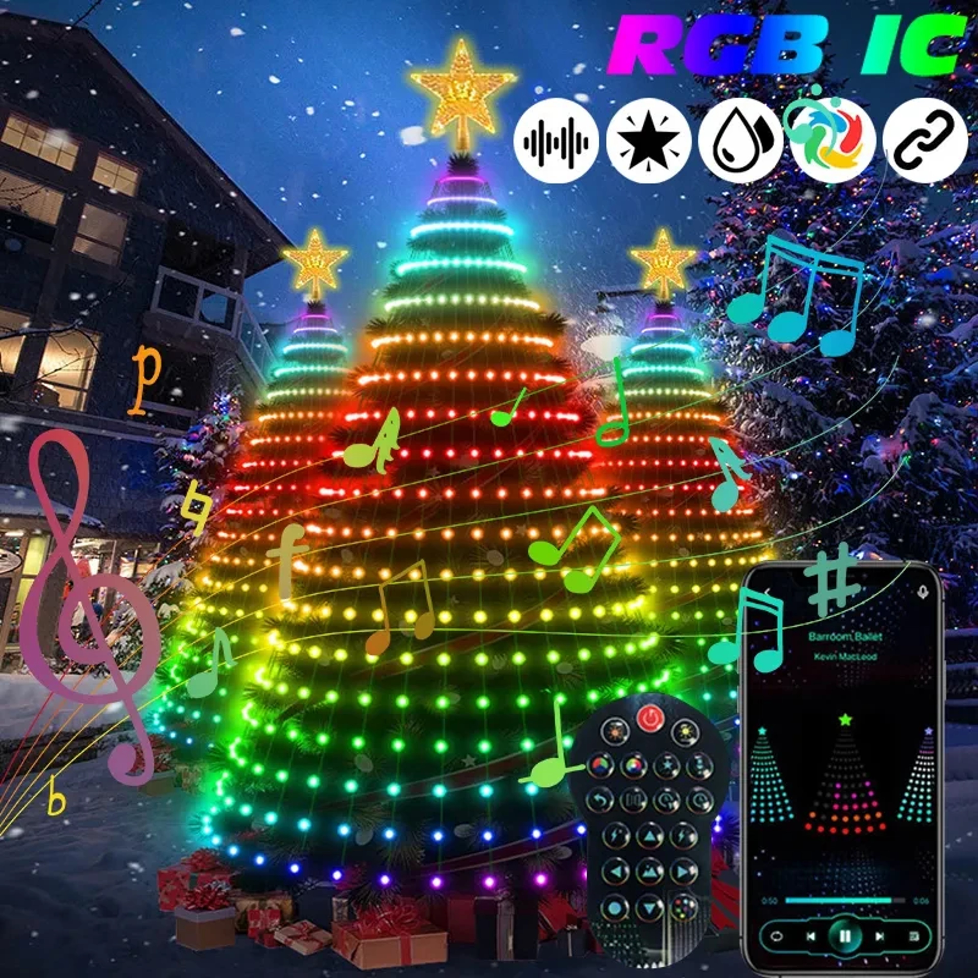 Bluetooth RGB Christmas Tree Lights  DIY LED String Light With IC Control 0