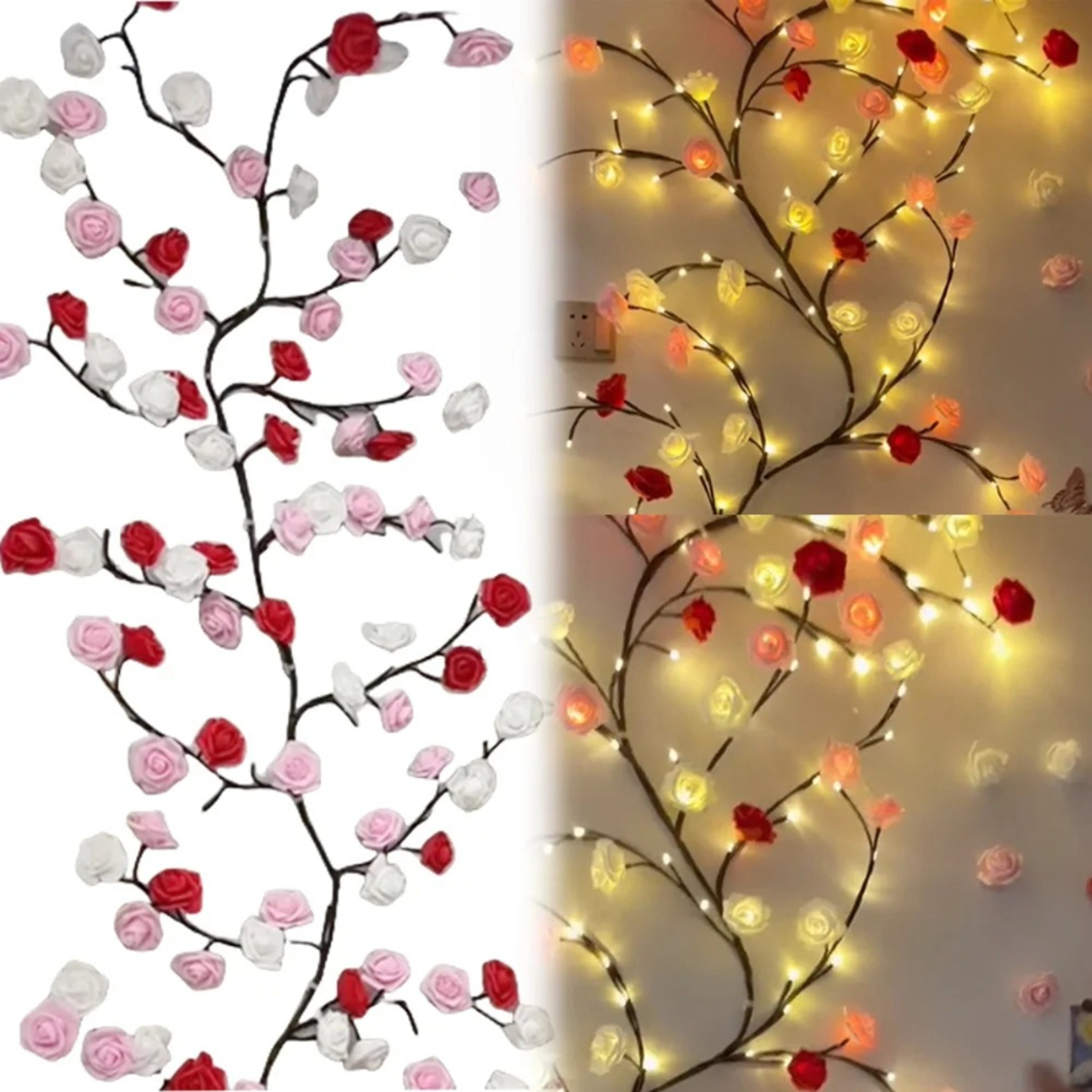 Flower Branch LED Light with Remote Control - Bendable USB Wall Window Decor – view 1