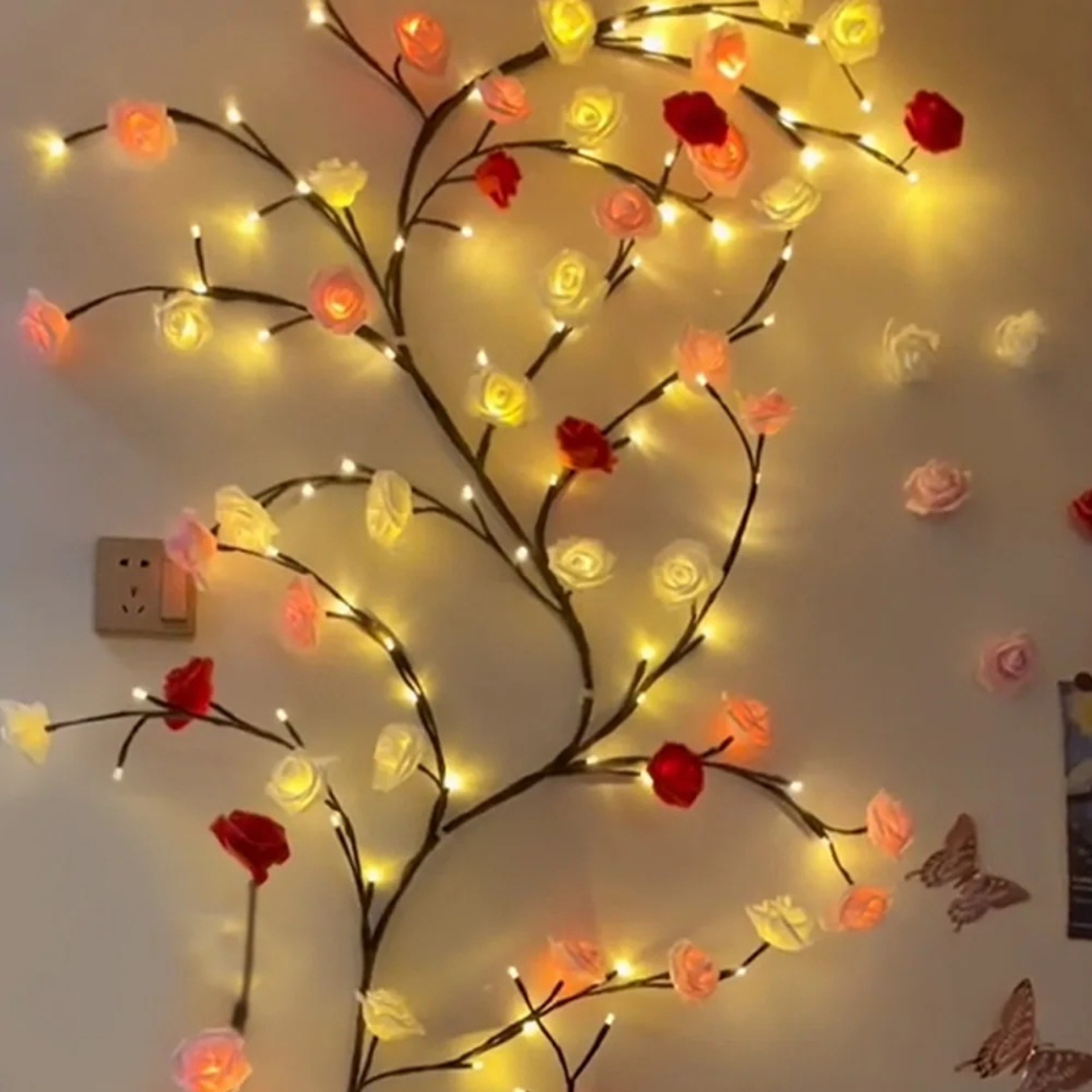 Flower Branch LED Light with Remote Control - Bendable USB Wall Window Decor – view 4