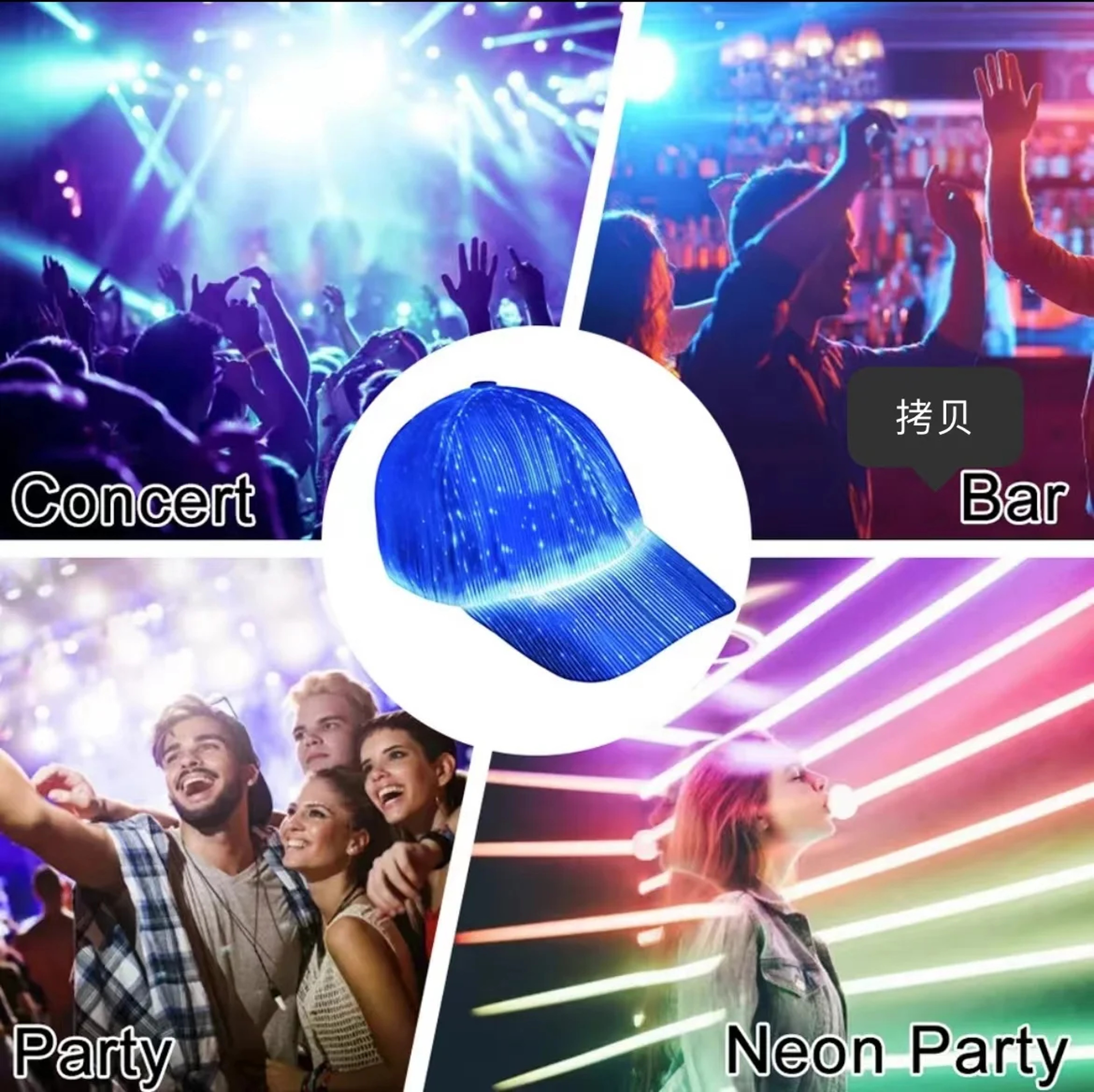 Men Women LED Fiber Optic Baseball Cap –Colors USB Charging Light Up Hat for Night Running & Hip Hop Style – view 6