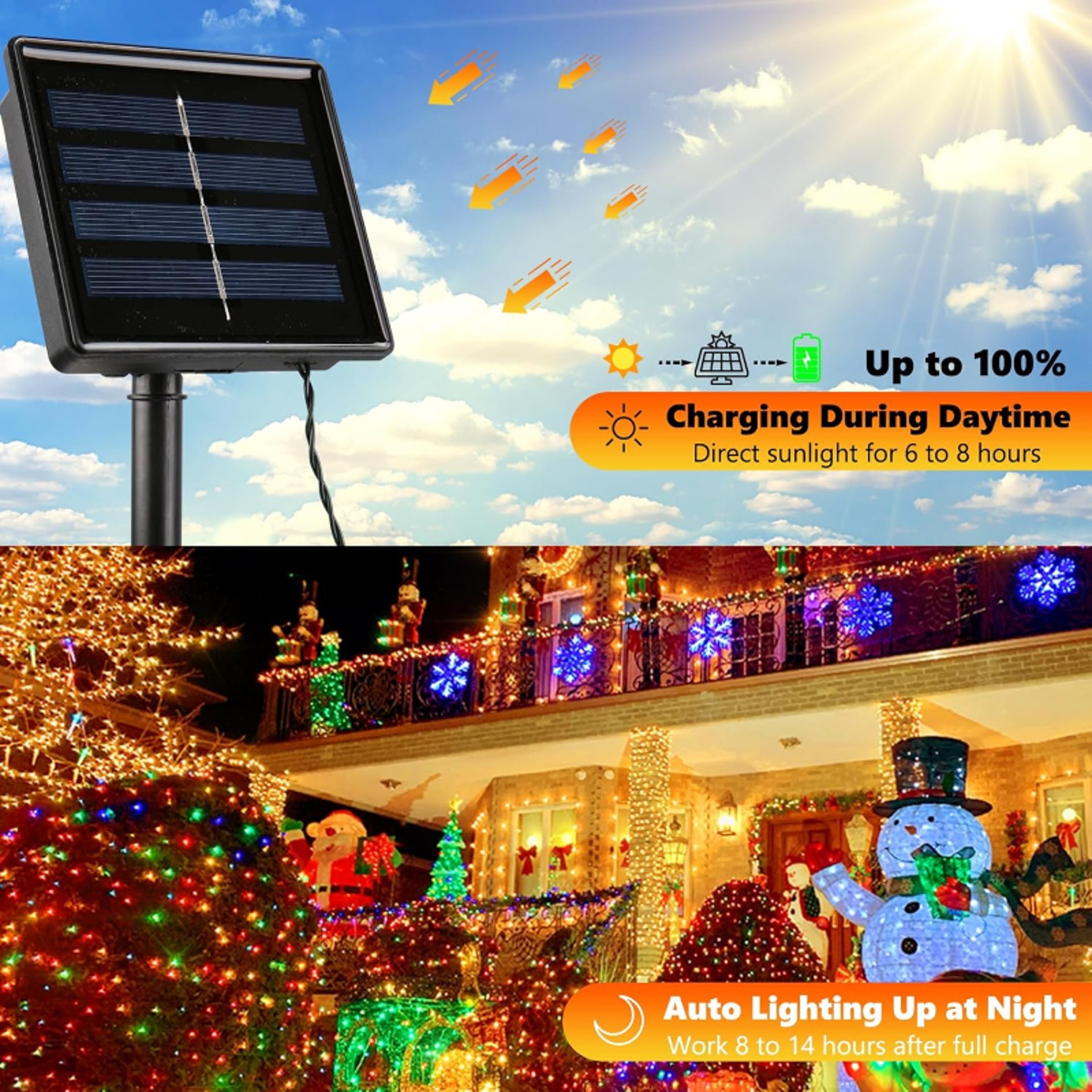 Solar Christmas Lights - LED Multicolor Outdoor Waterproof Lights with 8 Modes for Holiday Decorations – view 5
