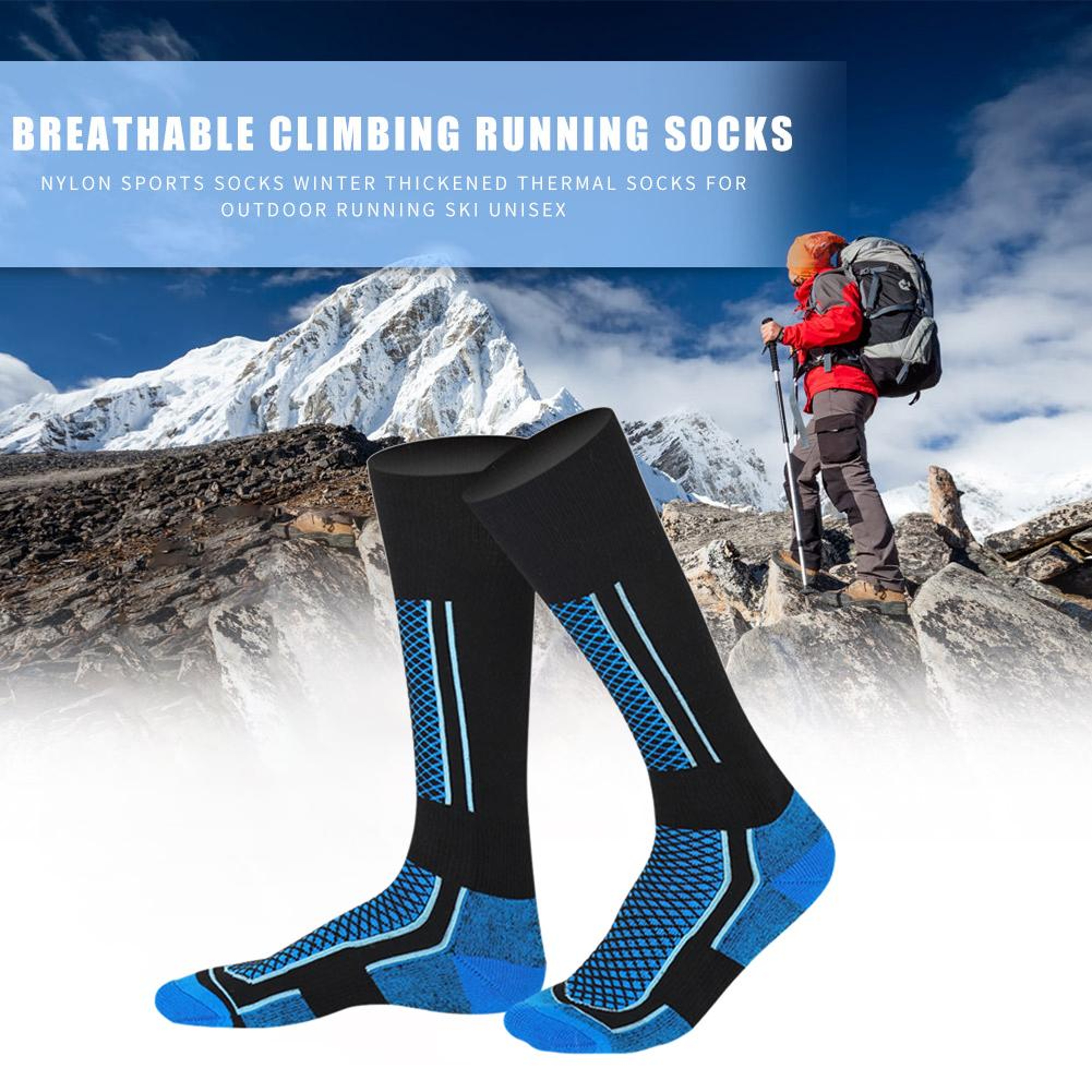 Winter Warm Thermal Ski Socks for Men Women Kids, Anti-Cold Outdoor Hiking Sports – view 1