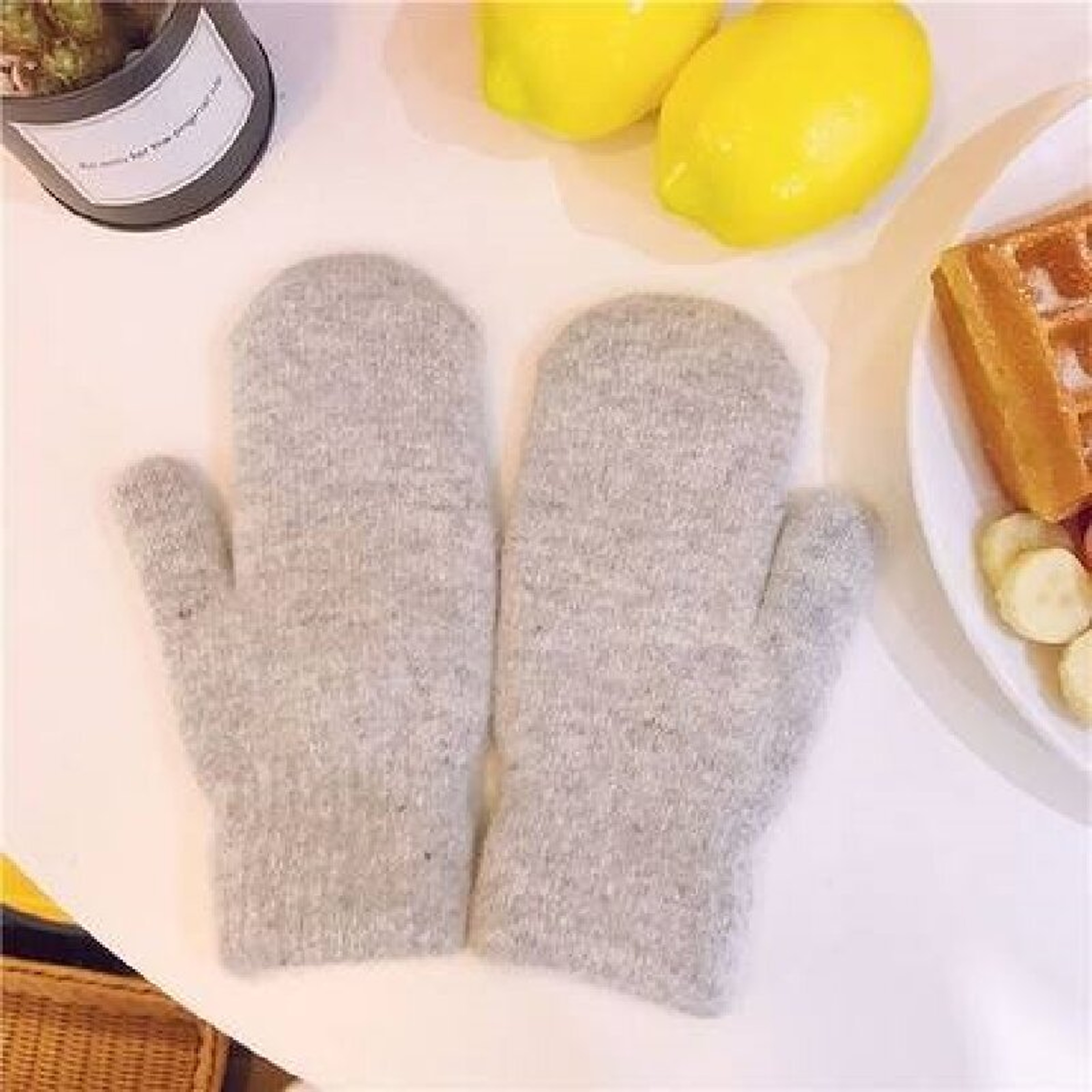 Winter Women Soft Cashmere Mittens Gloves with Imitation Rabbit Fur – view 9
