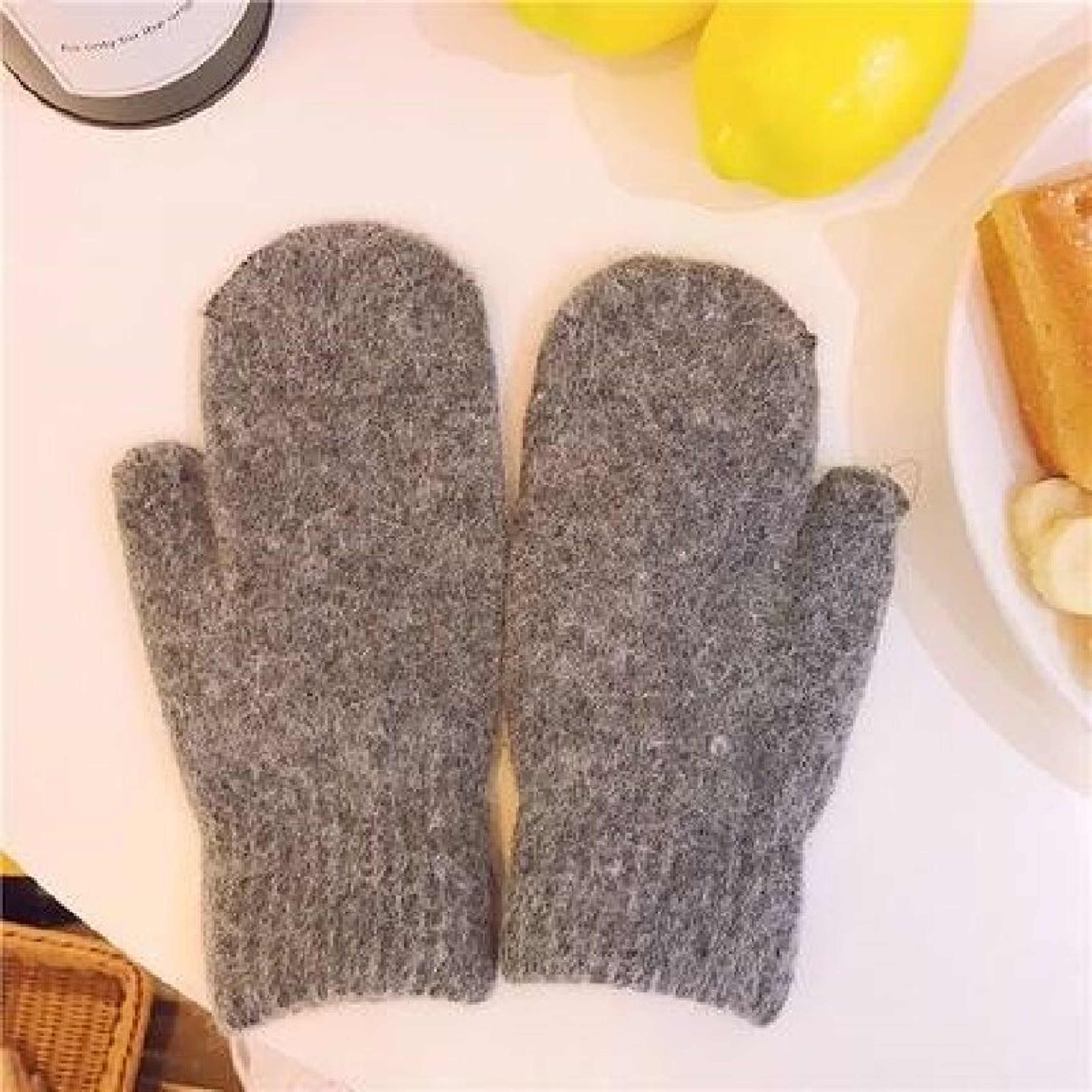Winter Women Soft Cashmere Mittens Gloves with Imitation Rabbit Fur – view 11