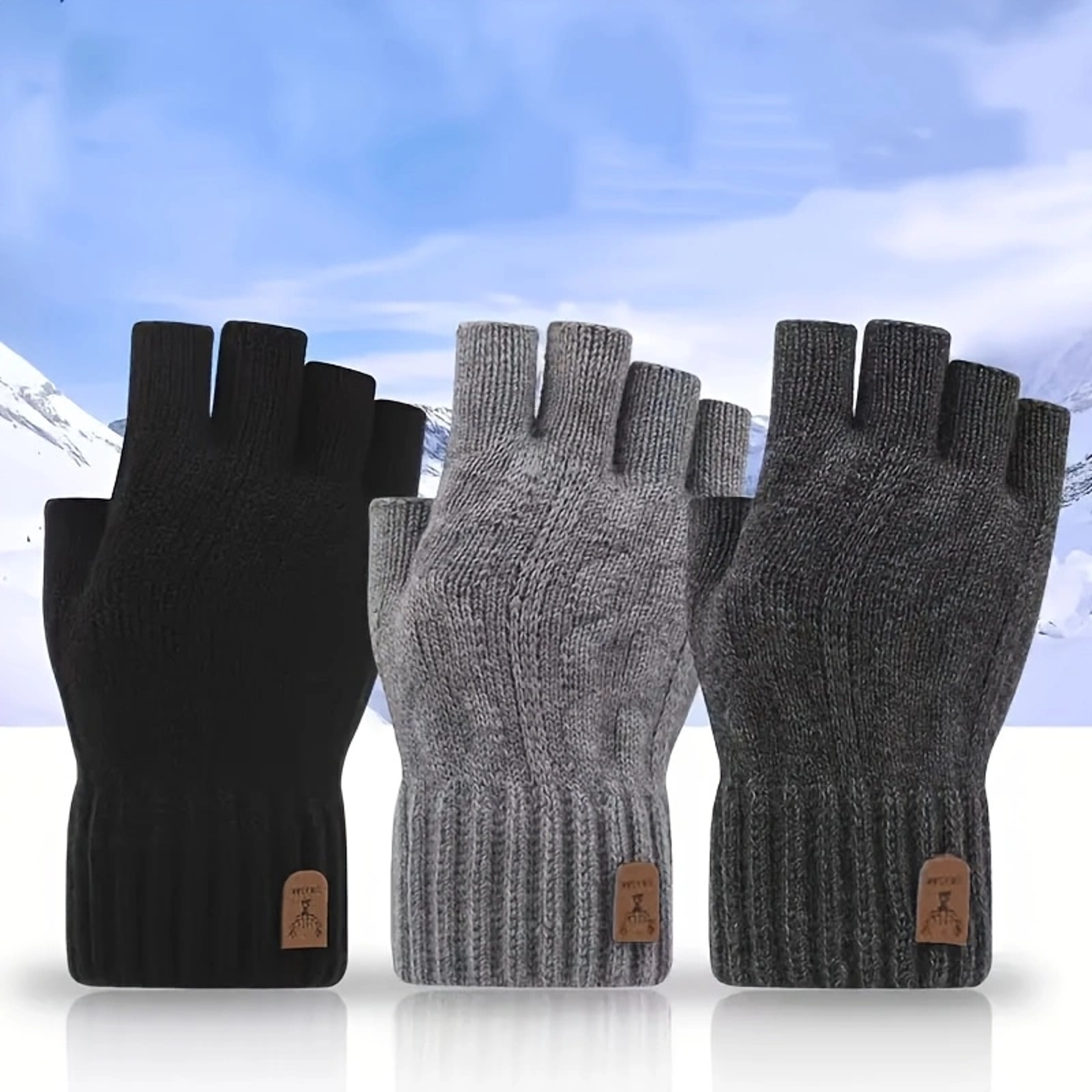 Winter Half Finger Alpaca Wool Gloves For Office Cycling  Driving 2