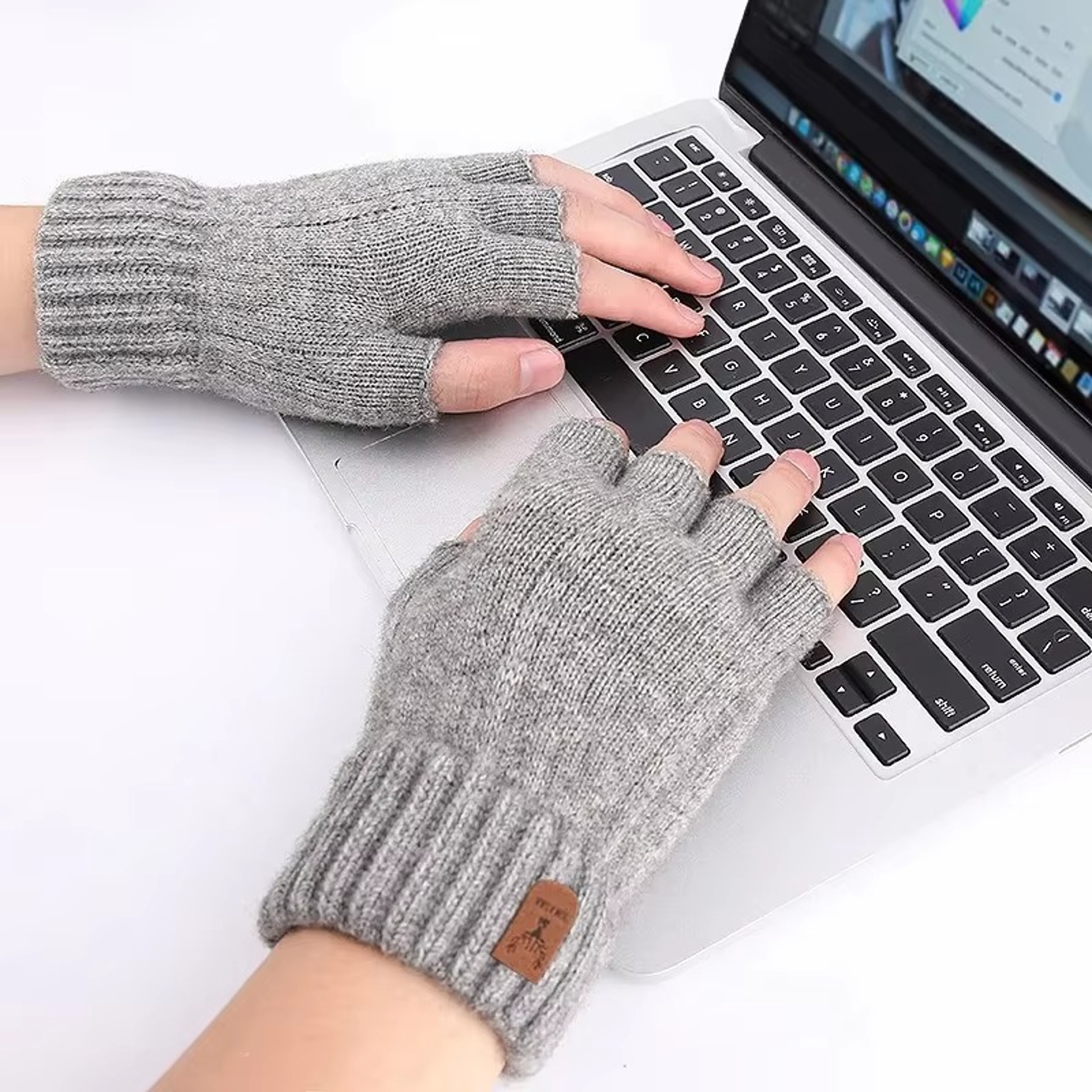 Winter Half Finger Alpaca Wool Gloves For Office Cycling  Driving 4