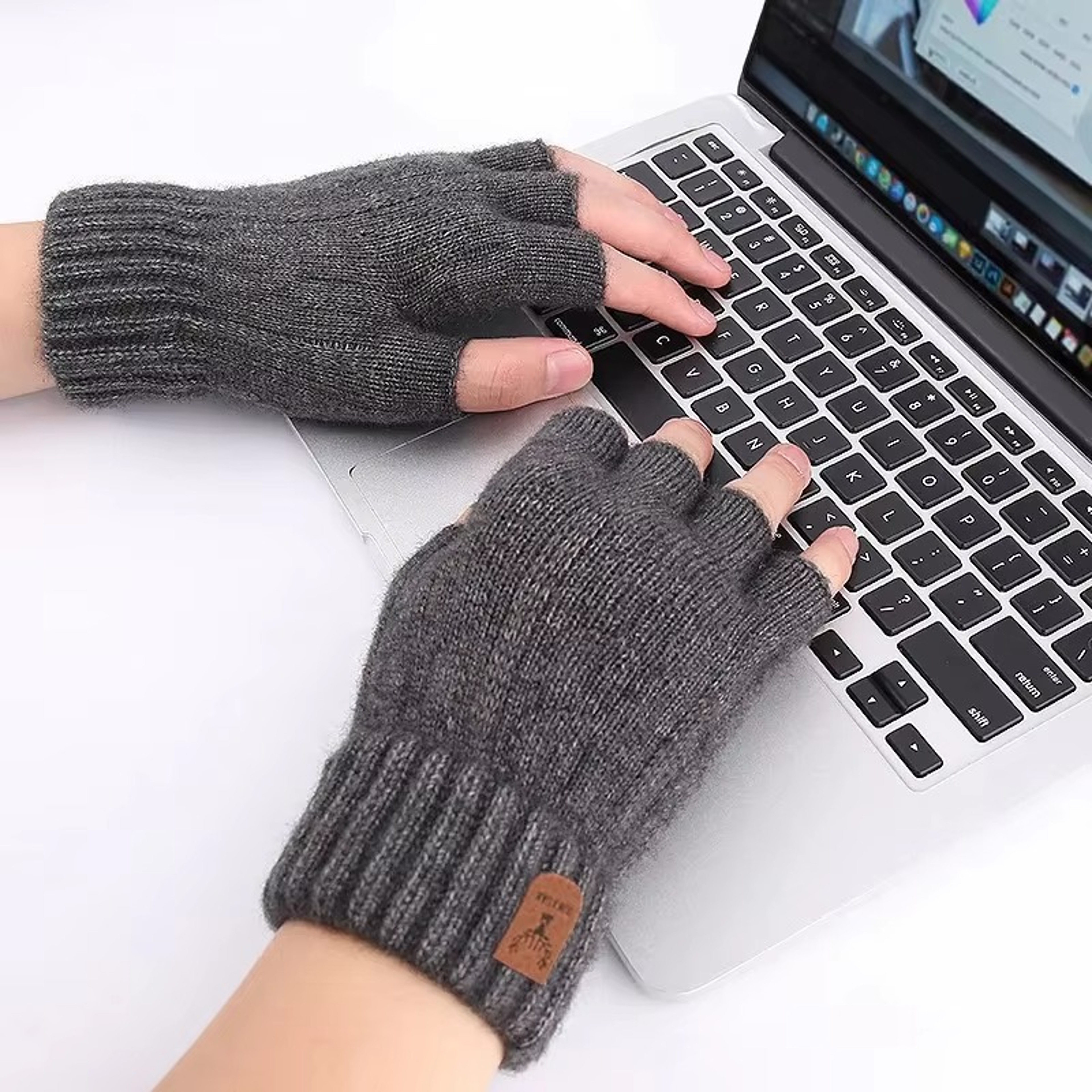 Winter Half Finger Alpaca Wool Gloves For Office Cycling  Driving 6