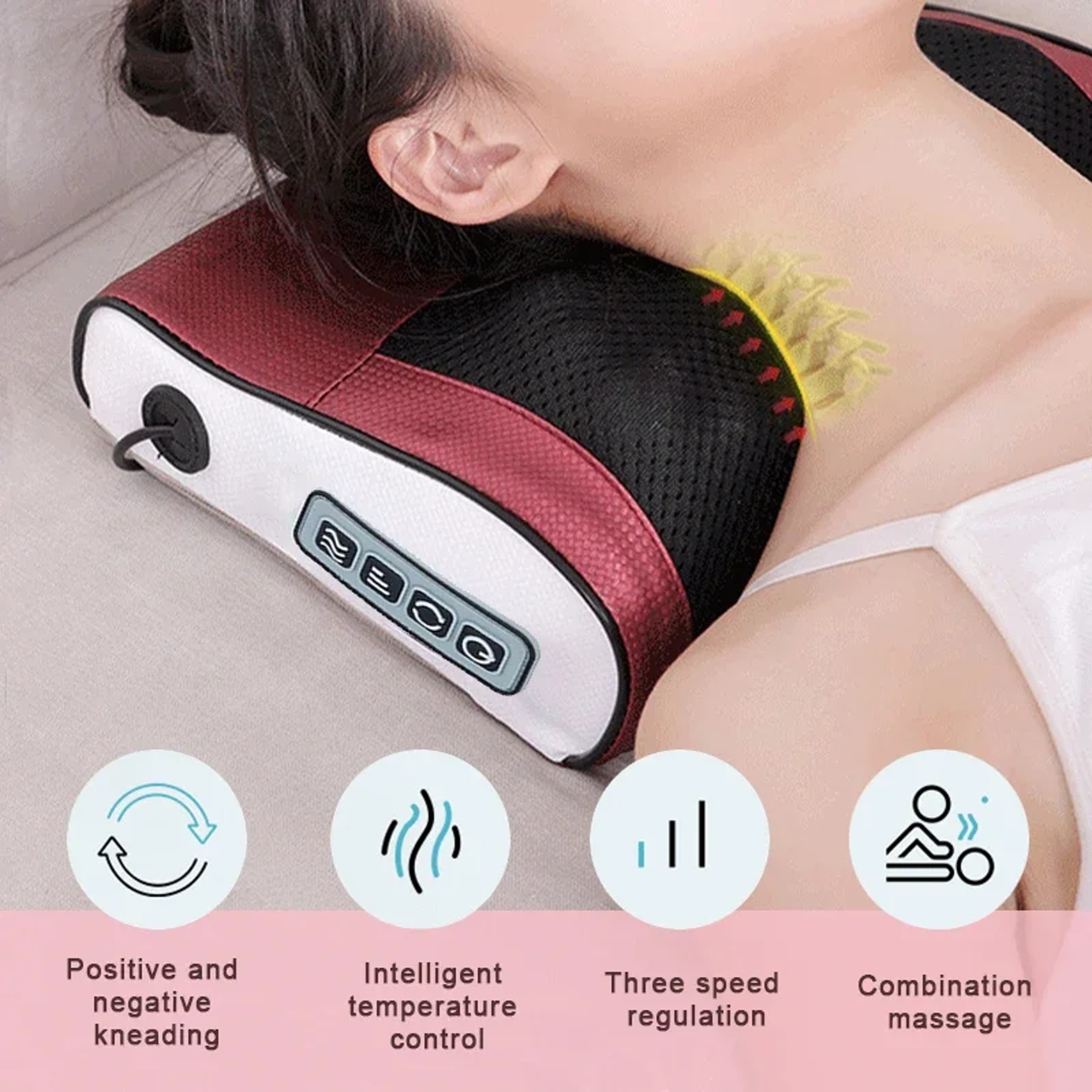 MultiFunctional Neck And Shoulder Massager 6 Adjustable Hot Compress Back Kneading Tool 0