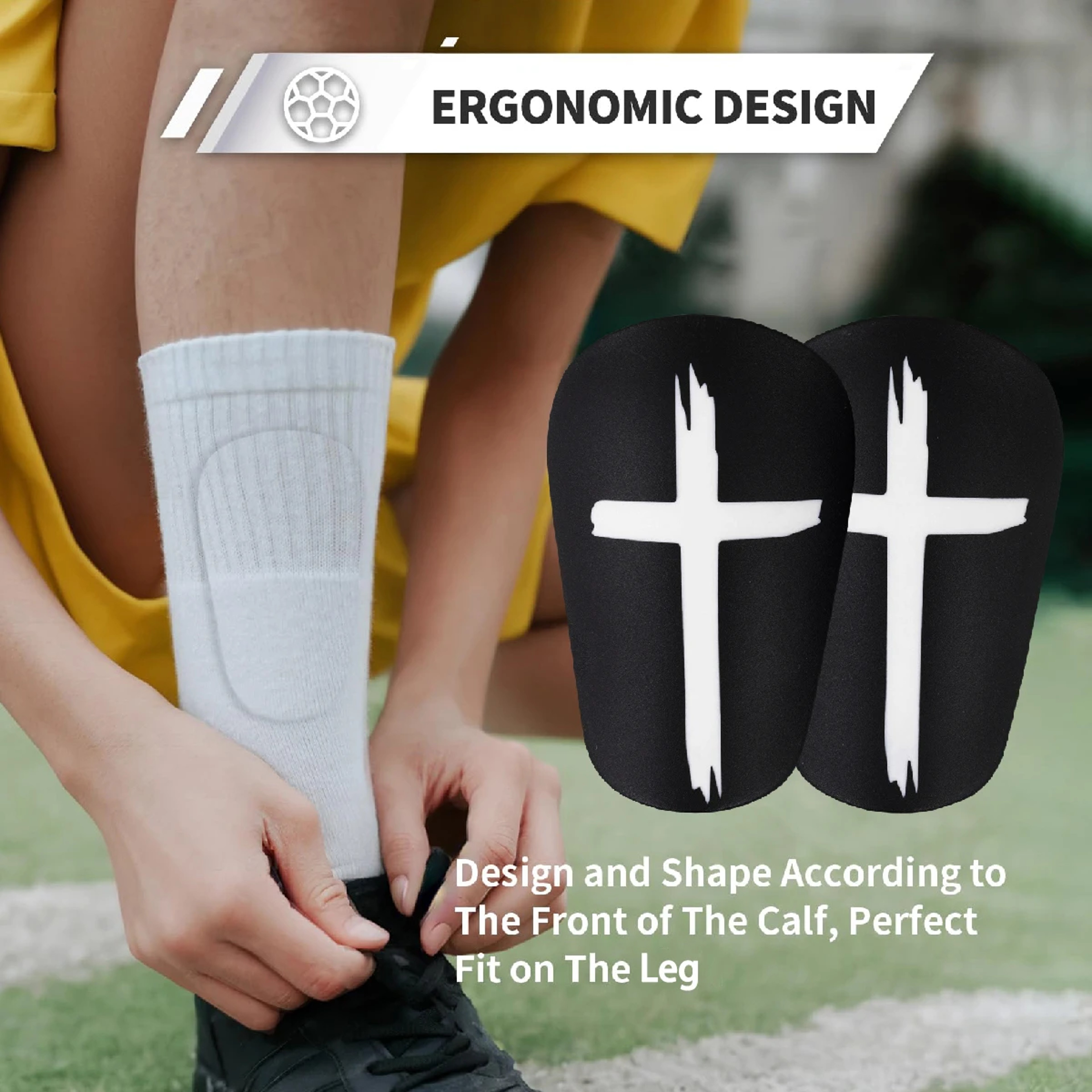 Enhanced Soccer Shin Guards for Adults & Kids – Protective Leg Boards, PU Foam, Thick & Durable – view 3