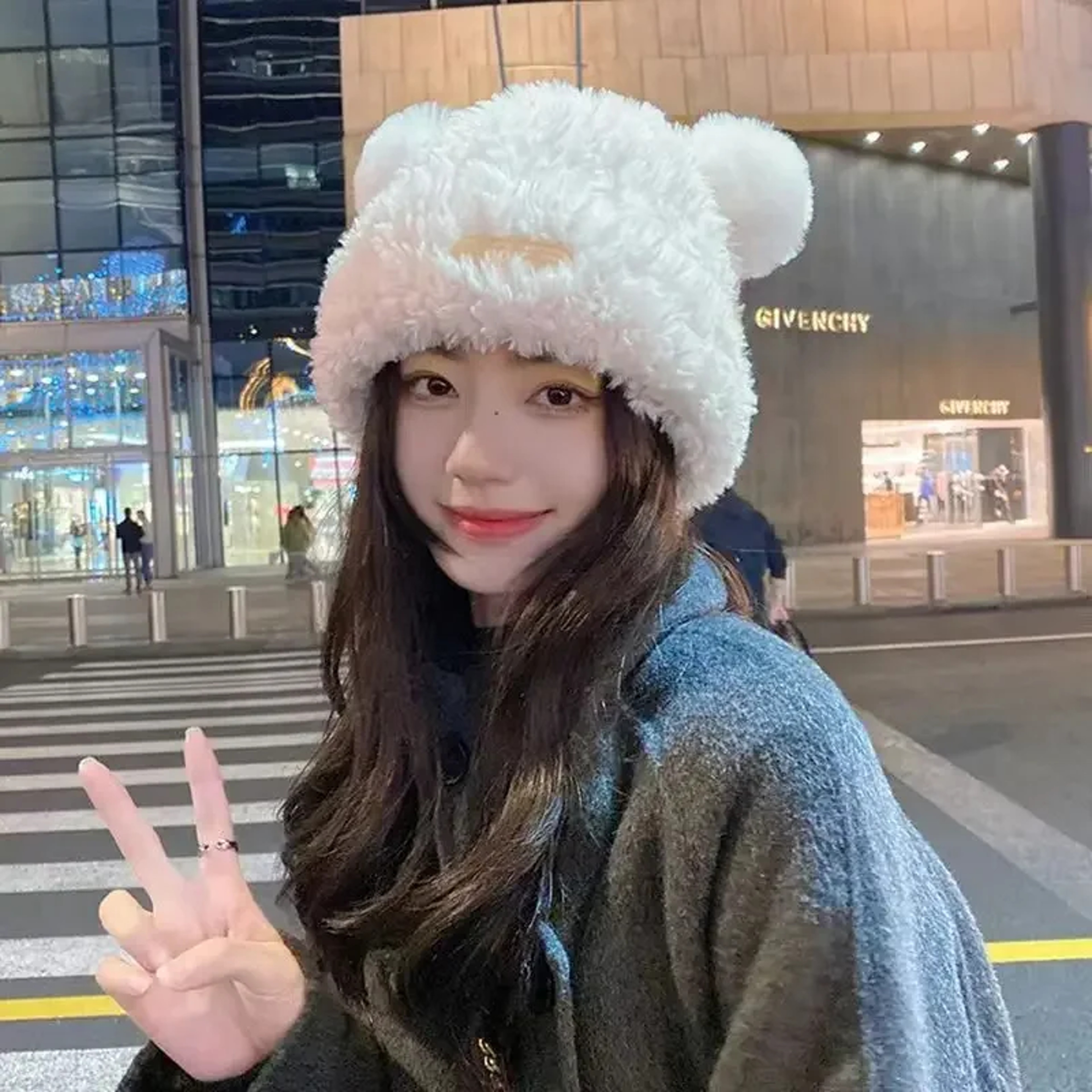 Cute Bear Ears Knitted Beanie Wool Hat  AllMatch Winter Cap For Women 0